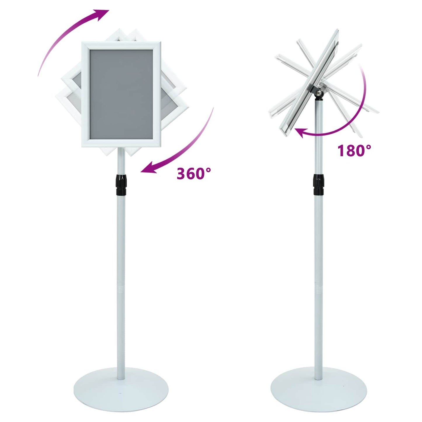 Pedestal Plakatstand 33 x 33 x 123 cm PVC og Stål Sølv