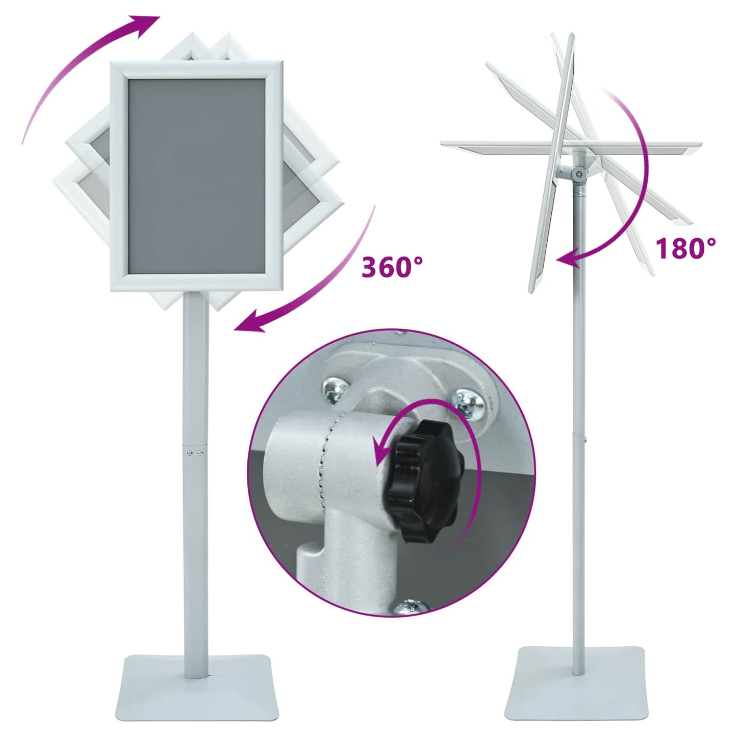 Pedestal Plakatstand 32,5 x 27 x 126 cm Støbejern Sølv