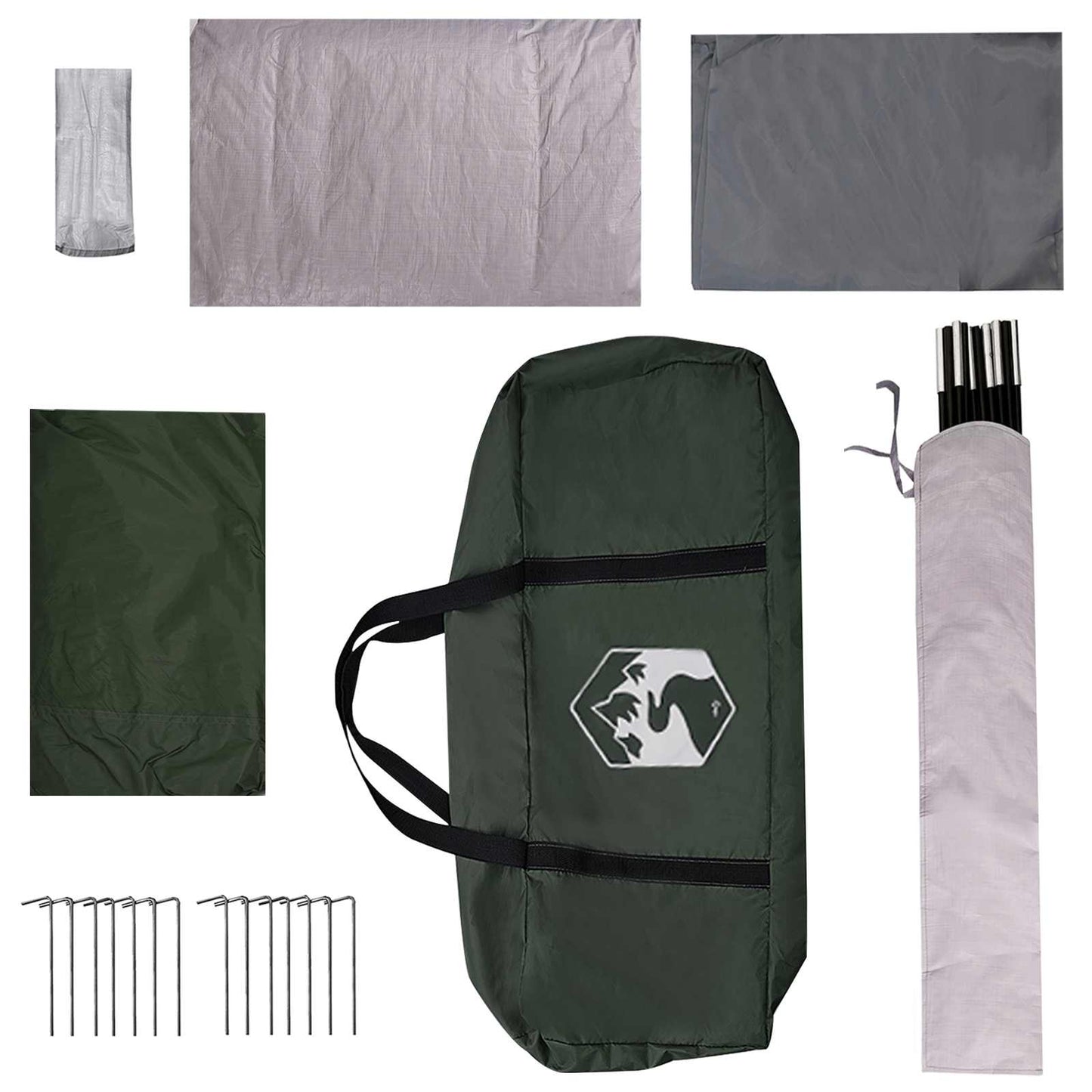 Familietelt 6-personers Army Grøn Polyester