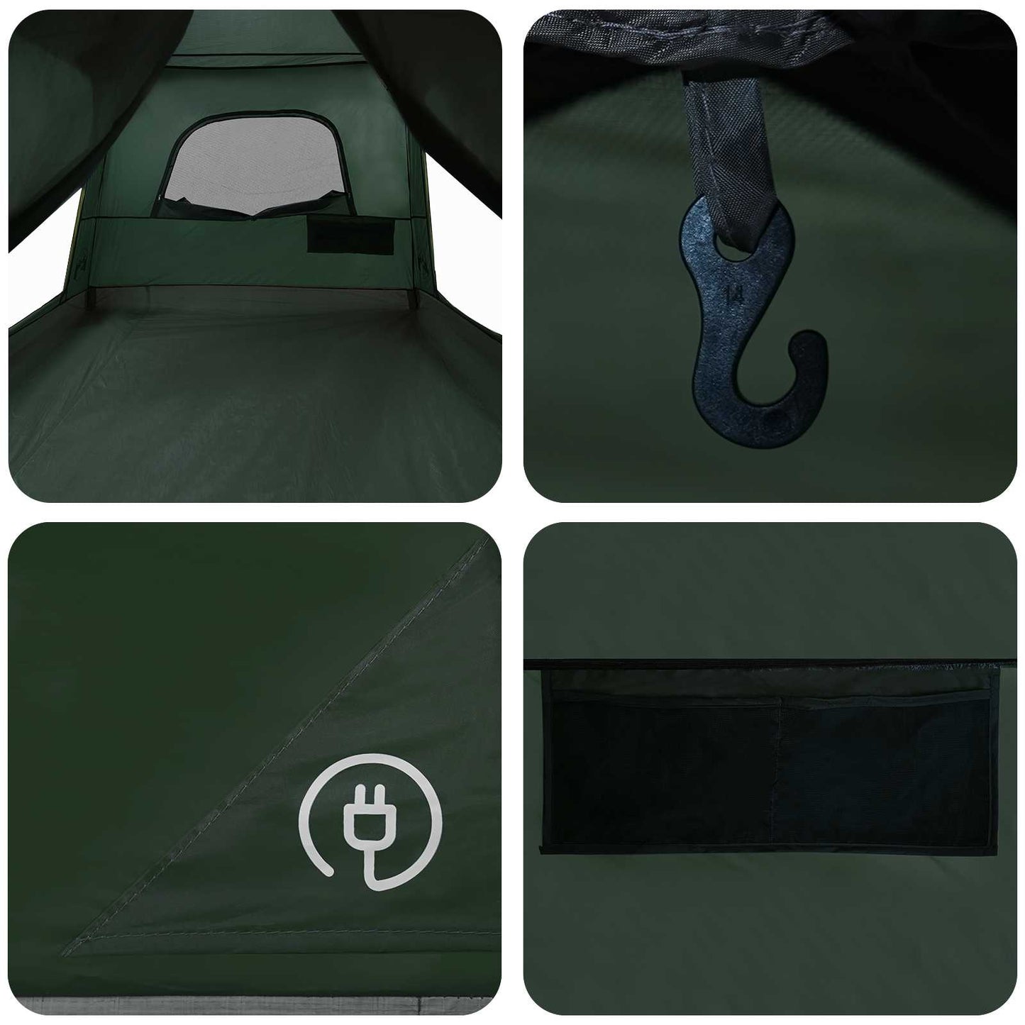 Familietelt 8-personers Army Grøn Polyester
