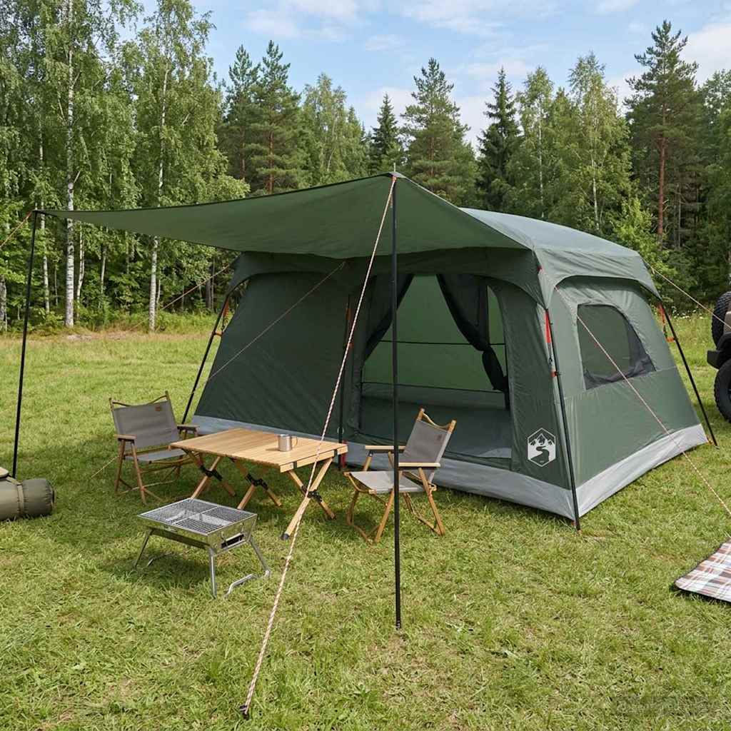 Familietelt 10-personers Army Grøn Polyester og Stål
