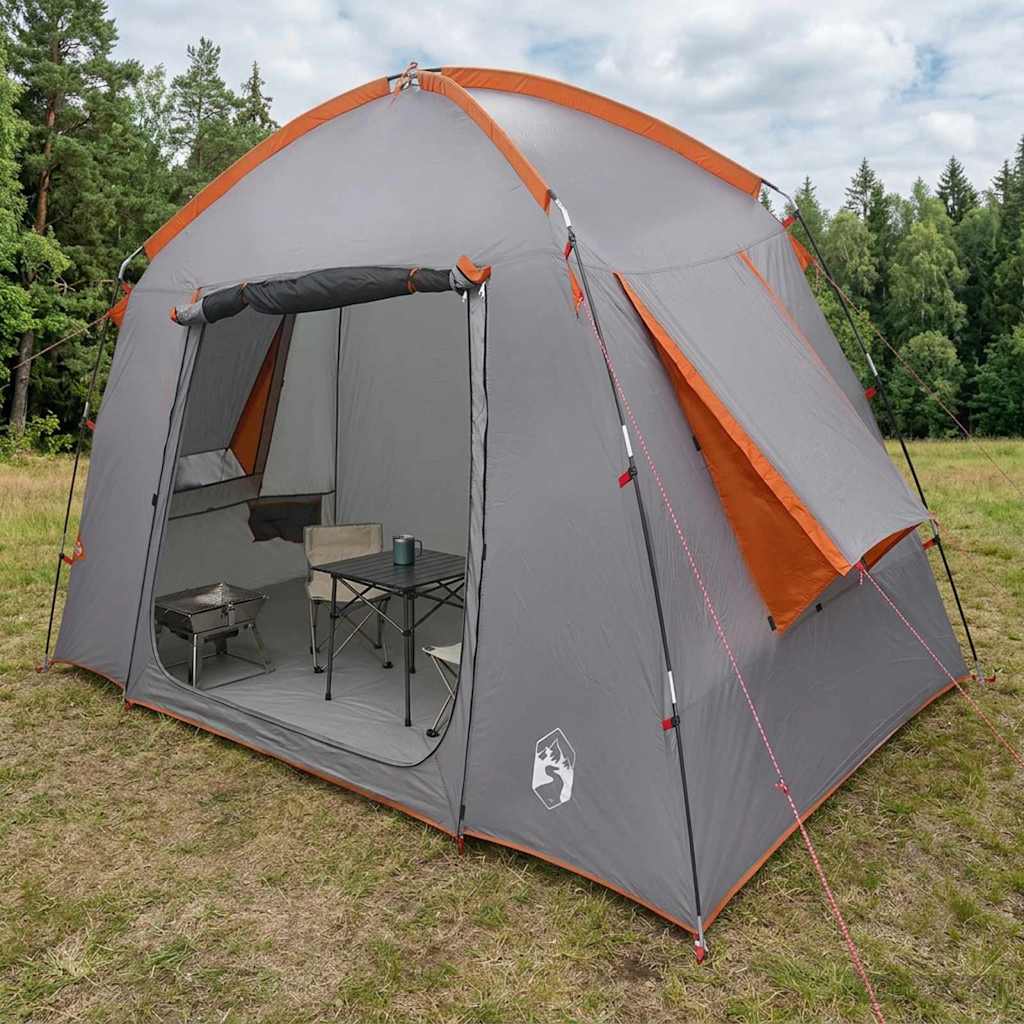 Hyttetelt med tag Grå og orange 210 x 210 x 138 cm Polyester