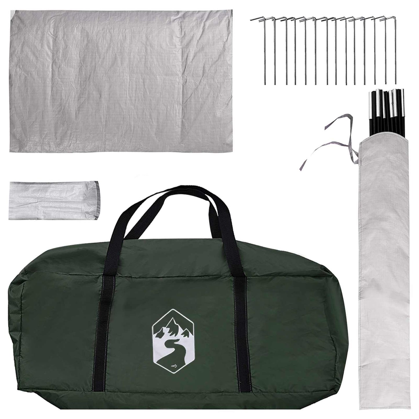 Hyttetelt med tag Army Grøn 210 x 210 x 138 cm Polyester