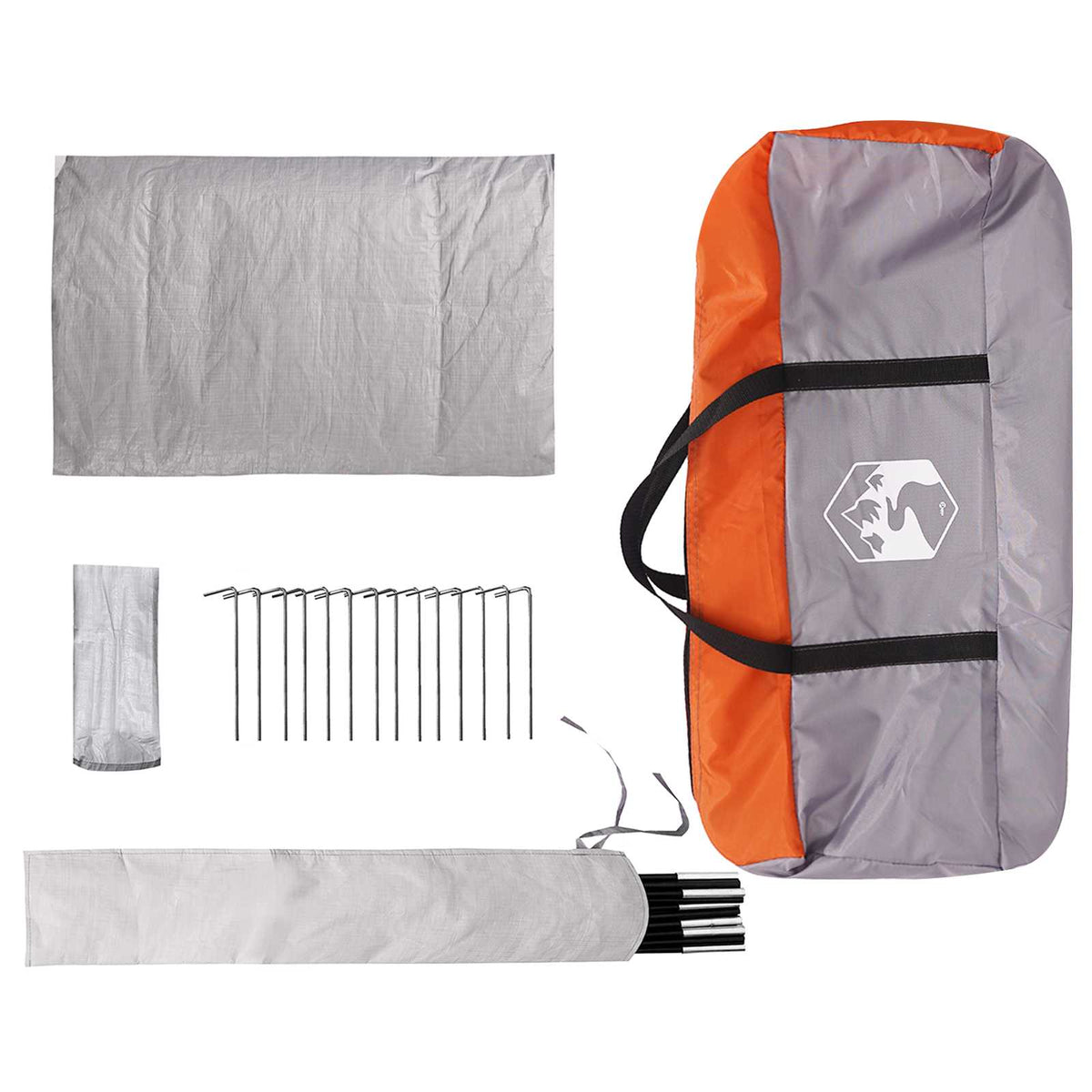 Hyttetelt med tag Grå og orange 300 x 210 x 156 cm Polyester