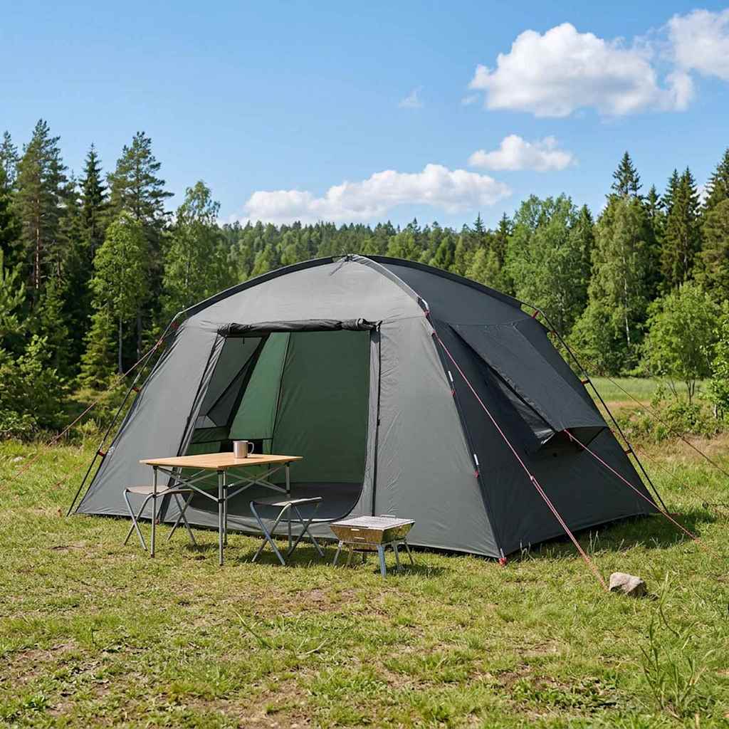 Hyttetelt med tag Army Grøn 400 x 210 x 180 cm Polyester