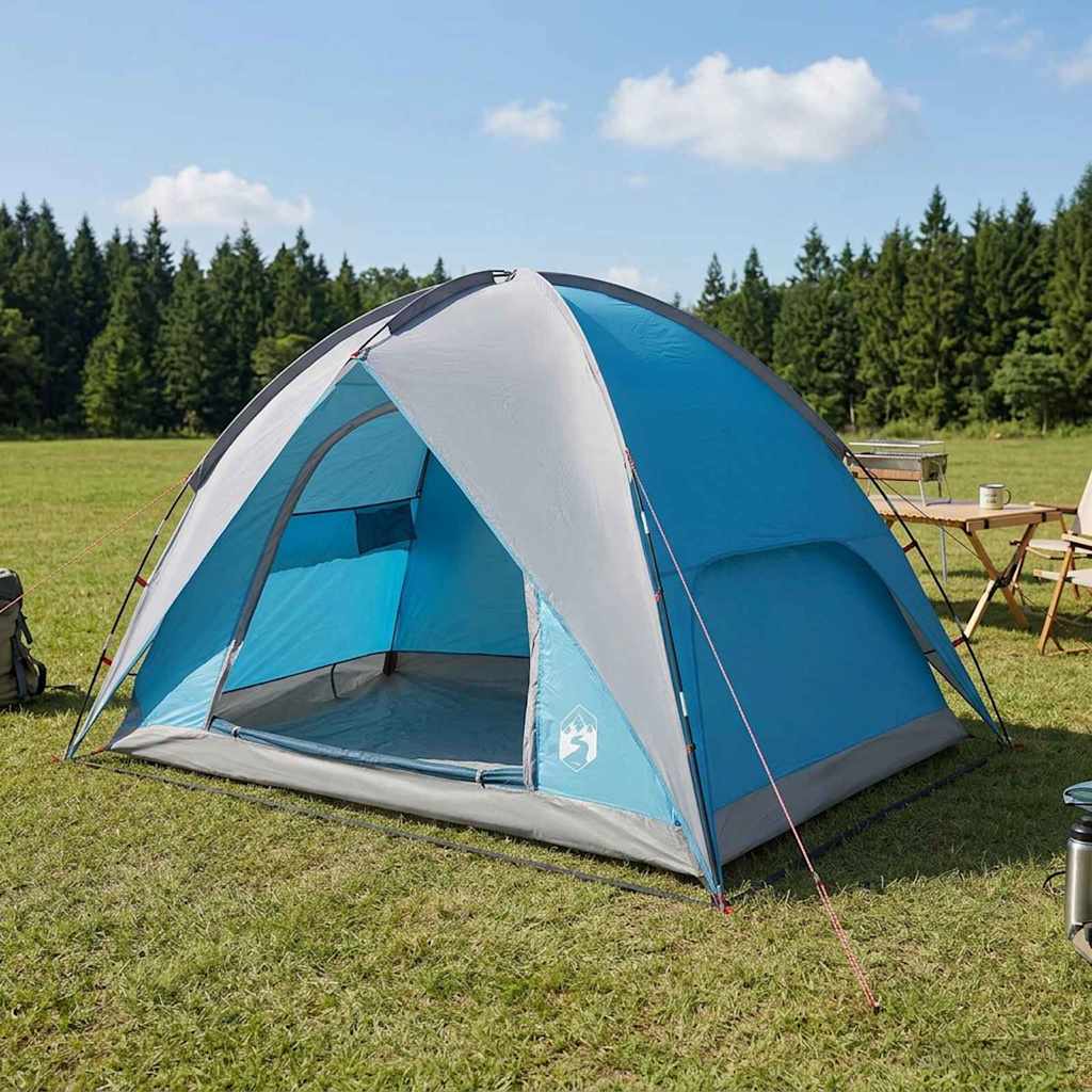 Camping telt med regnslag vandafvisende 4-personers Blå