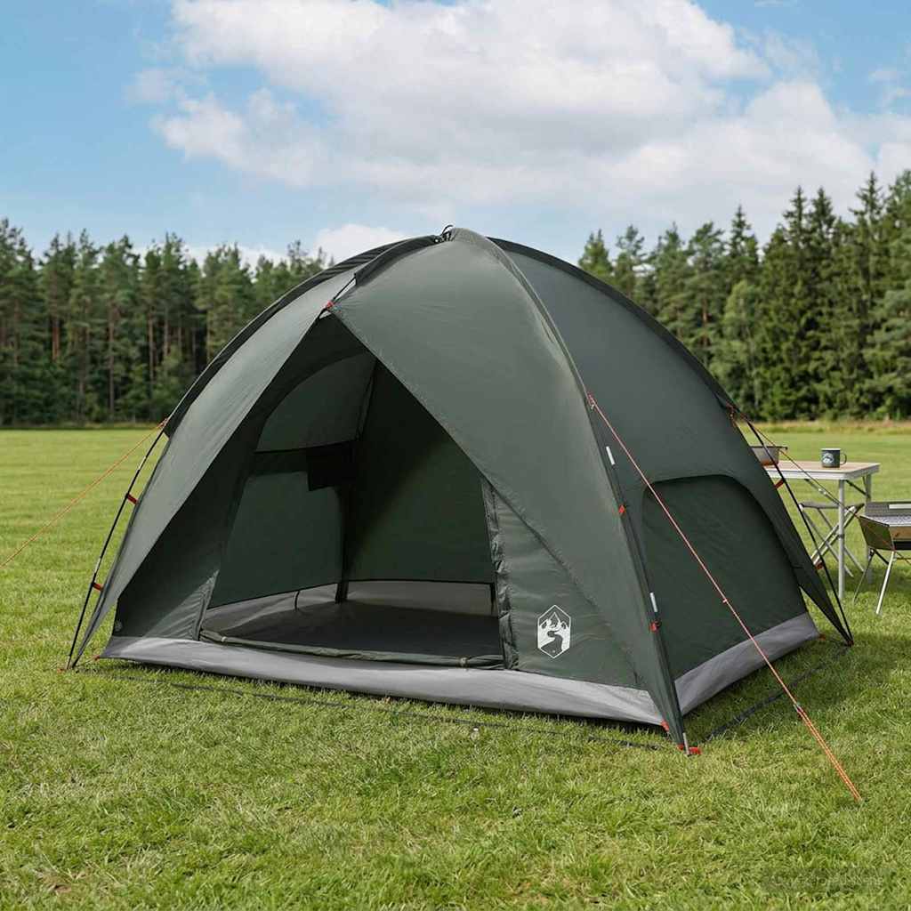 Camping telt med regnslag vandafvisende 4-personers Army Grøn