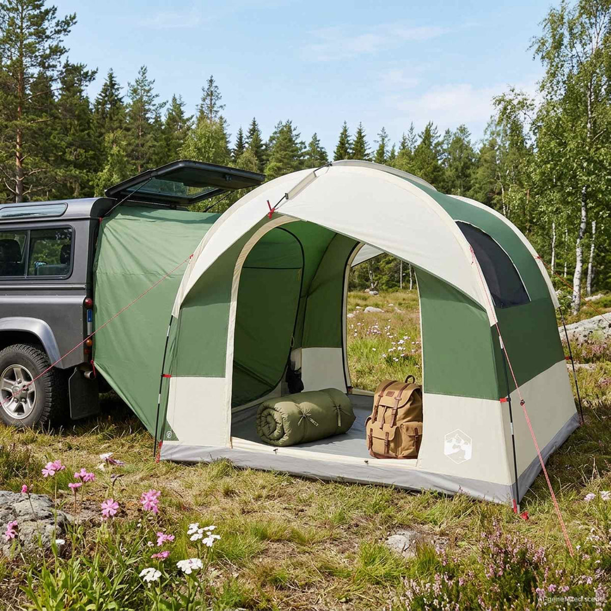 Bagagerums telt med regnklæde vandafvisende 4-personers Grøn
