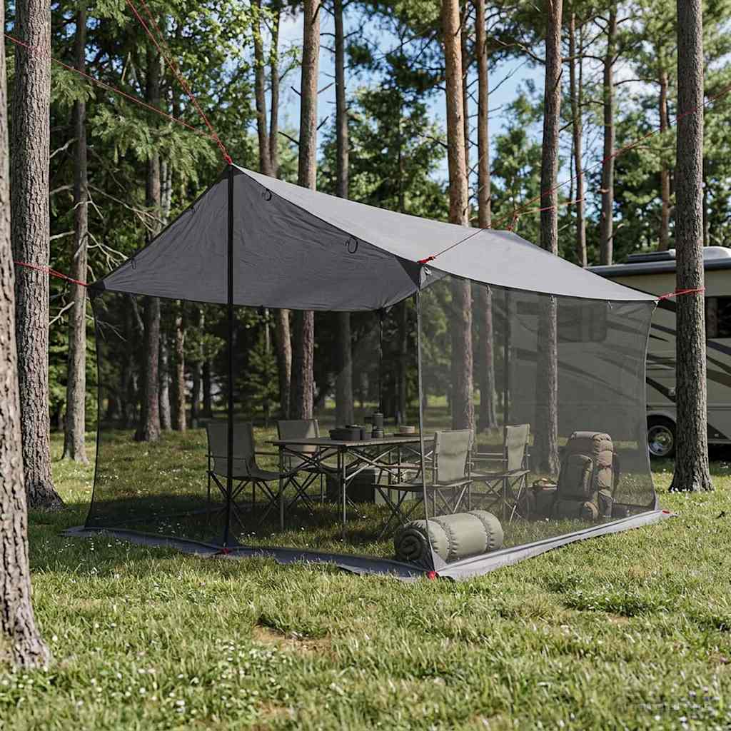 Camping tarp med mesh vægge 340 x 260 x 220 cm Grå og orange