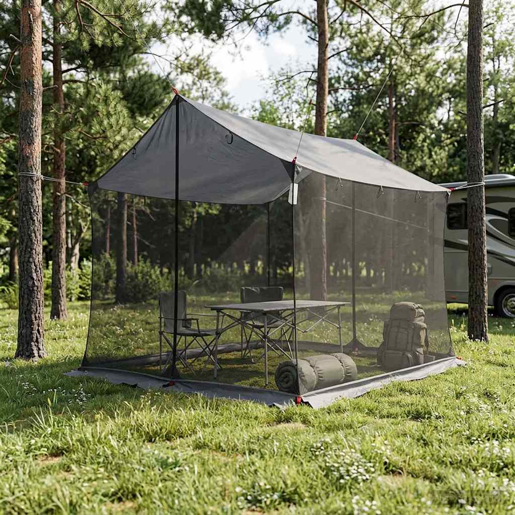 Camping tarp med mesh vægge 270 x 210 x 210 cm Grå og orange