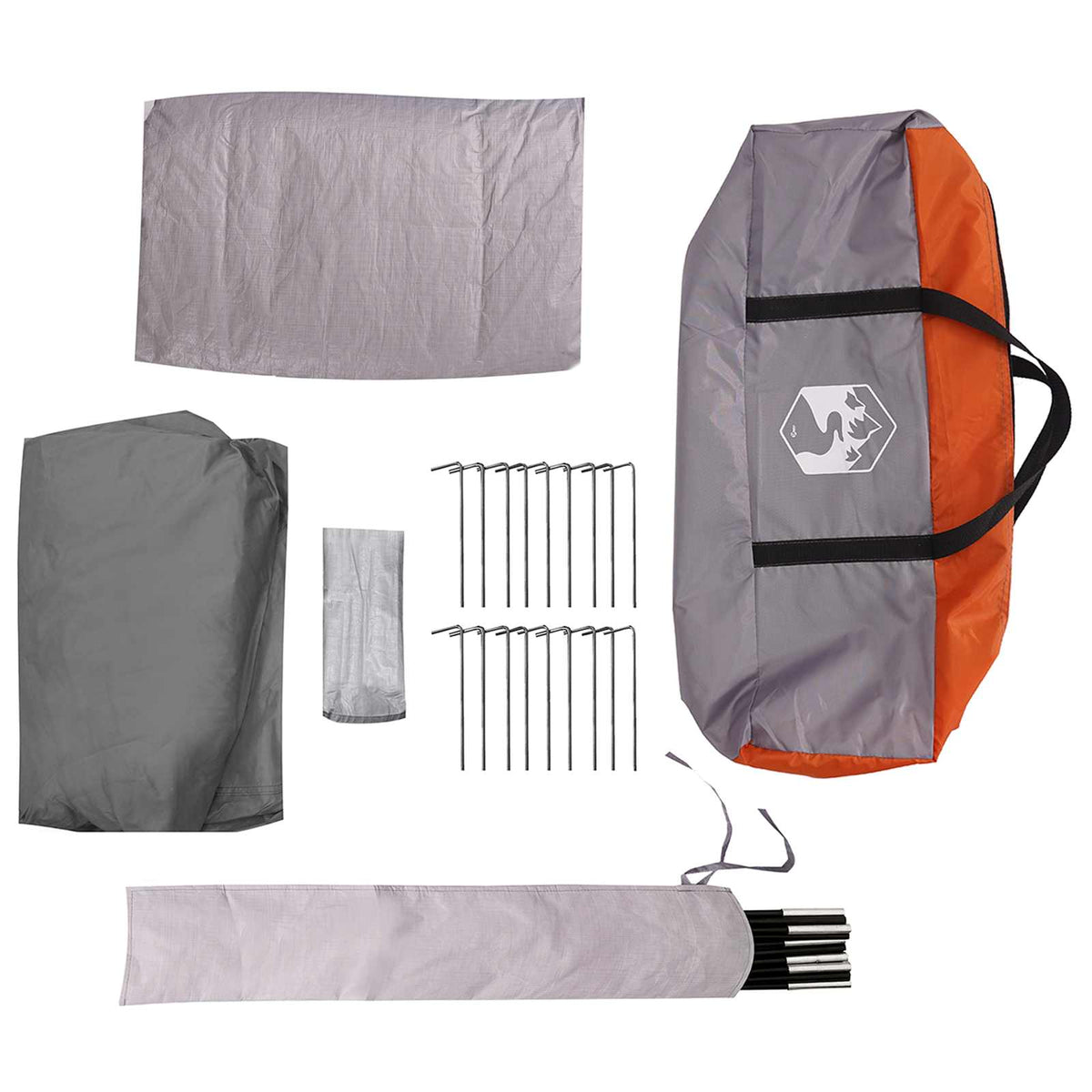 Hyttetelt med tag Grå og orange 12-person Polyester og Stål