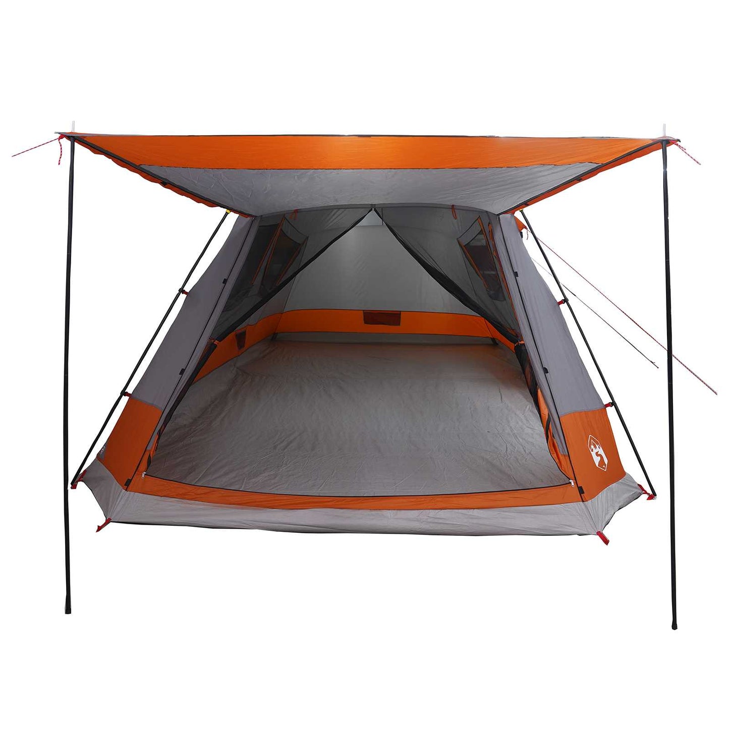 Hyttetelt med tag Grå og orange 12-person Polyester og Stål