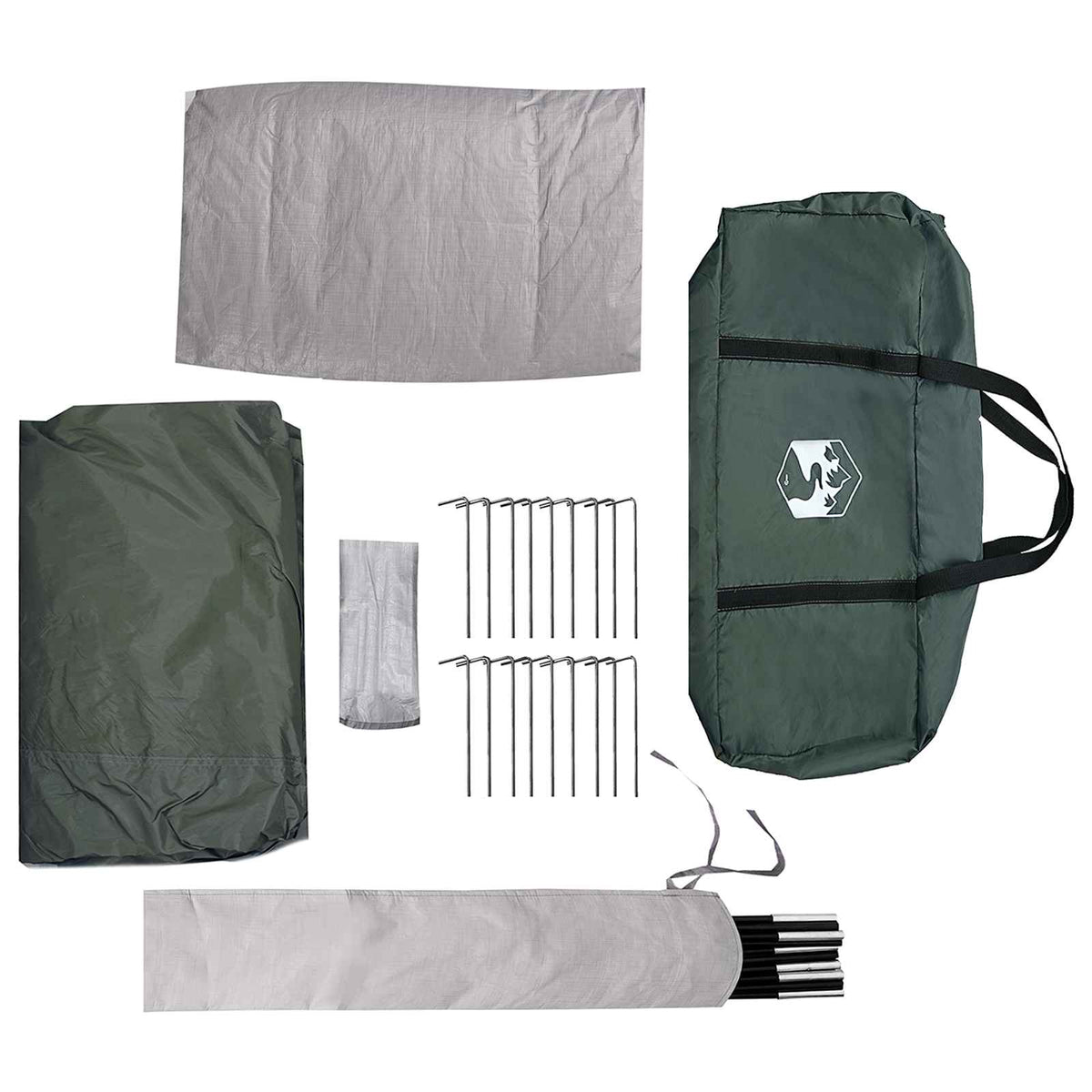 Hyttetelt med tag Army grøn 12-person Polyester og Stål