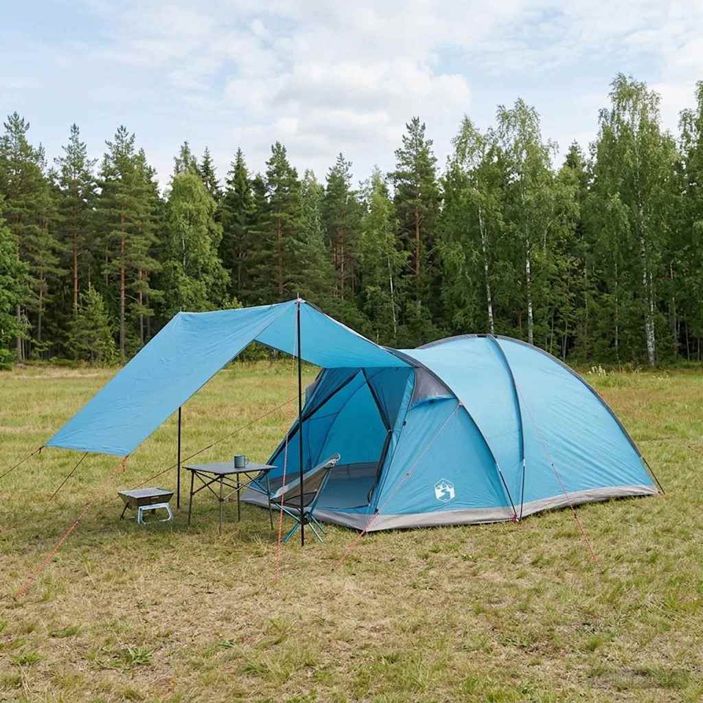 Hyttetelt med tag Blå 6-personers Polyester og Stål