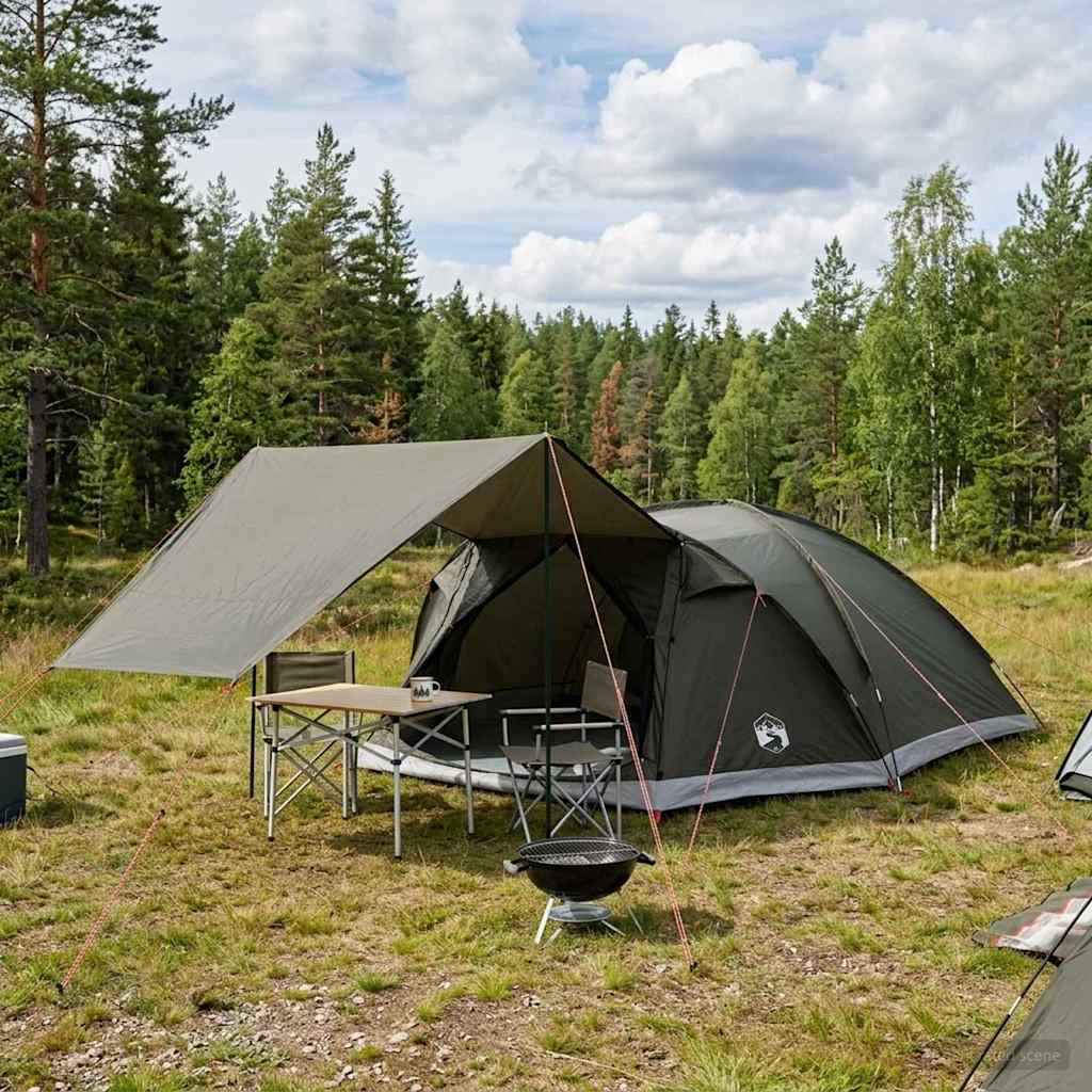 Hyttetelt med tag Army grøn 8-personers Polyester og Stål