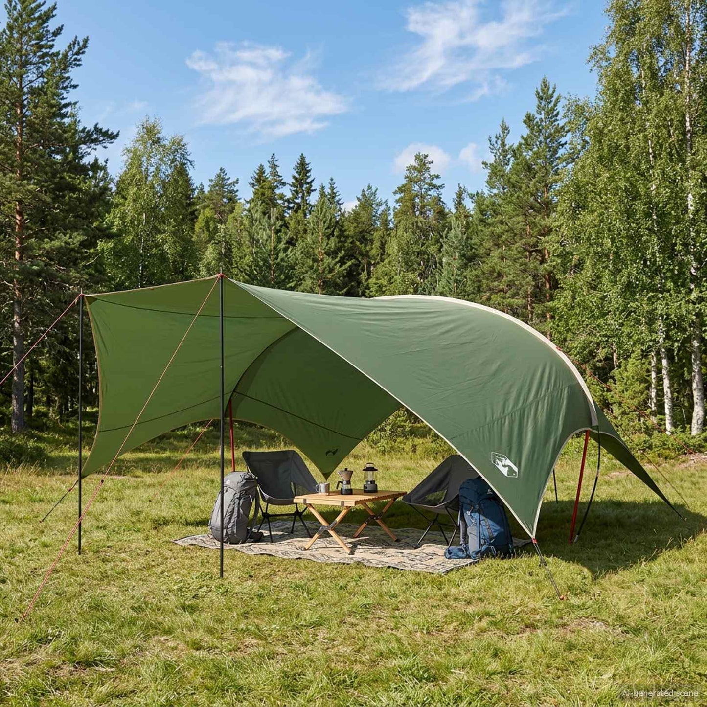 Camping tarp vandafvisende Grøn 690 x 580 x 255 cm