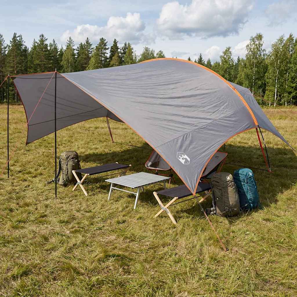 Camping tarp vandafvisende Grå og orange 695 x 580 x 200 cm
