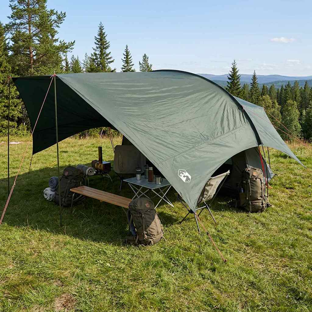 Camping tarp vandafvisende Army Grøn 695 x 580 x 200 cm