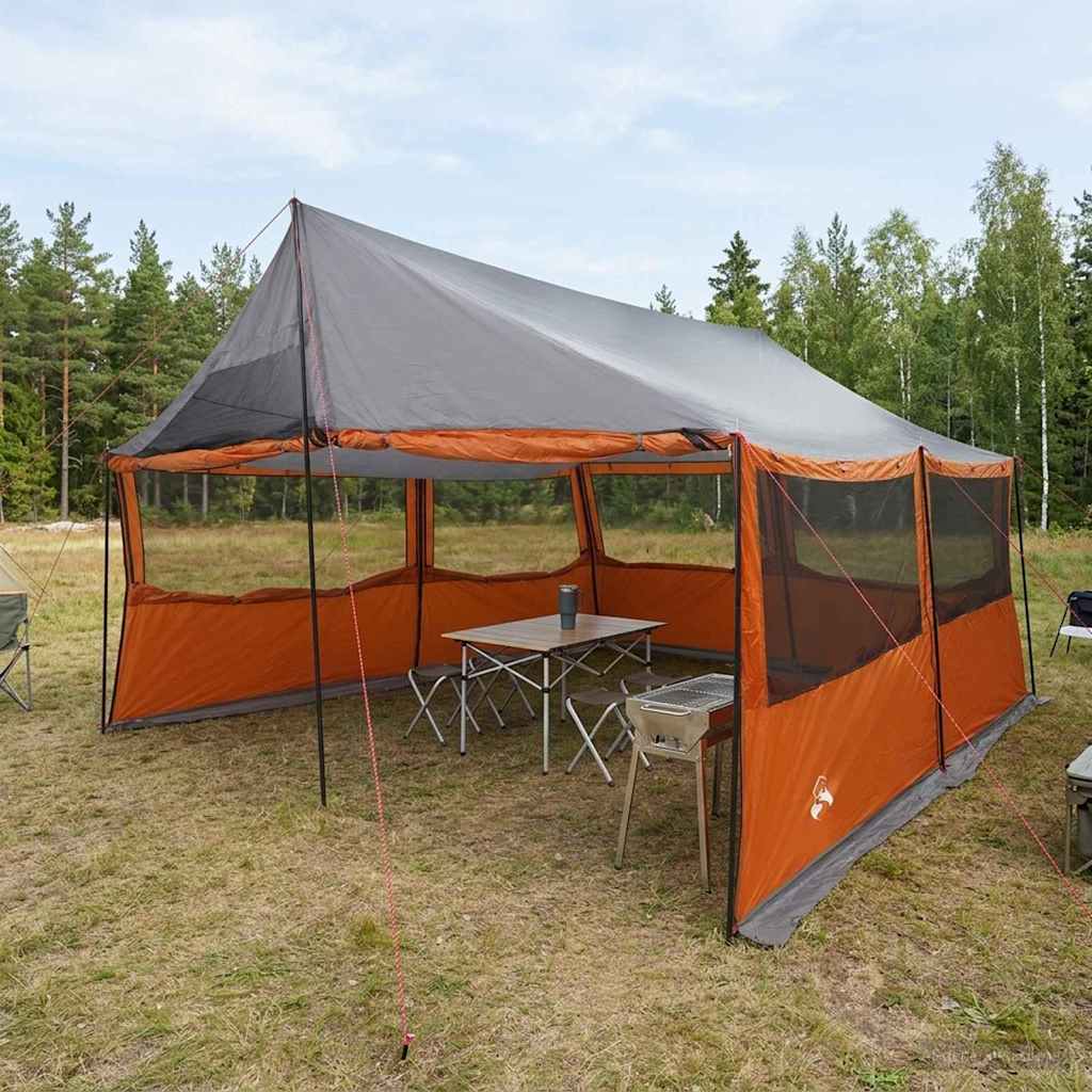 Familietelt Grå og orange 450 x 400 x 265 cm Polyester og Stål