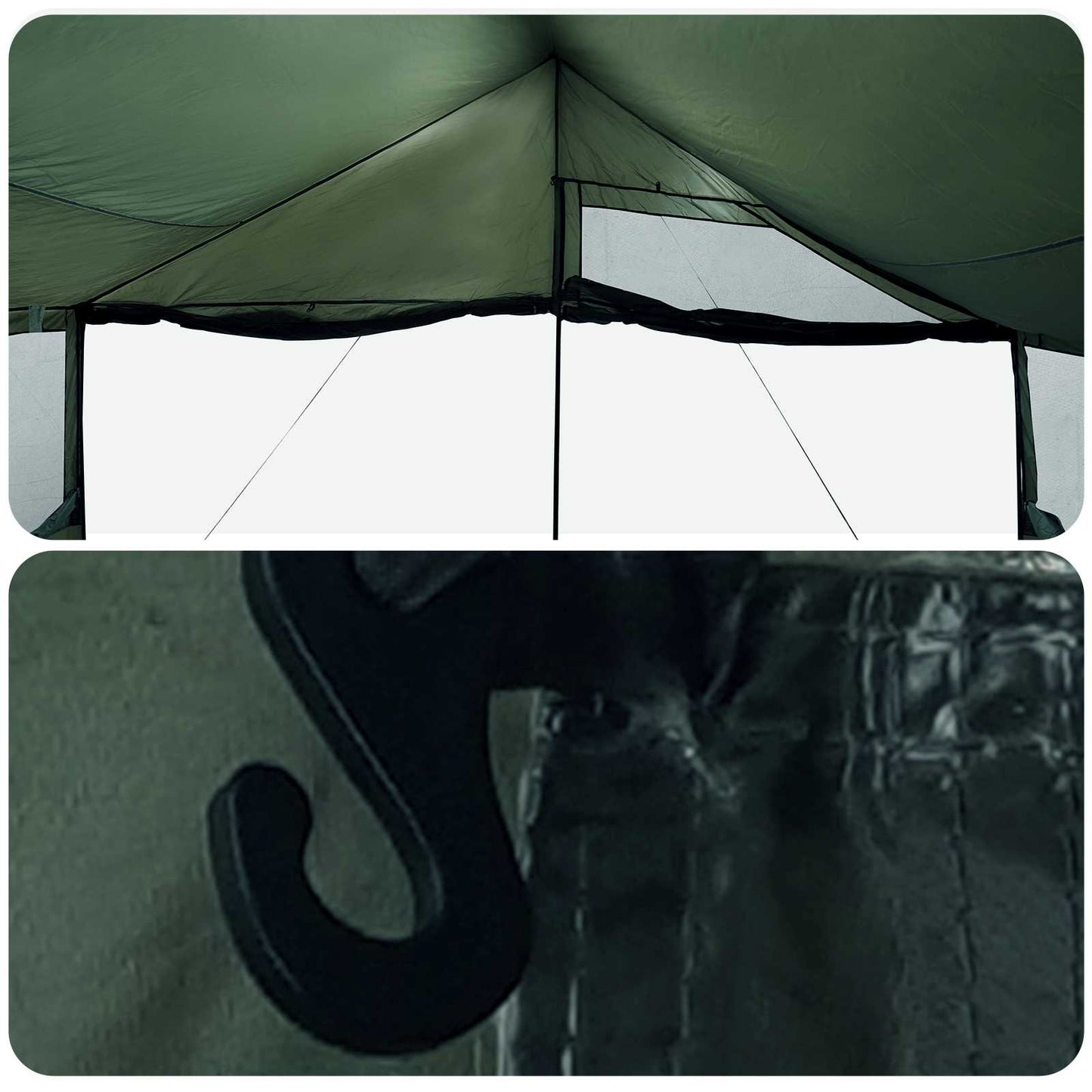 Familietelt Army grøn 450 x 400 x 265 cm Polyester og Stål