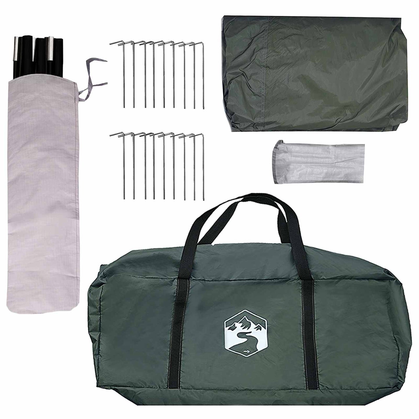 Familietelt Army grøn 600 x 400 x 268 cm Polyester og Stål