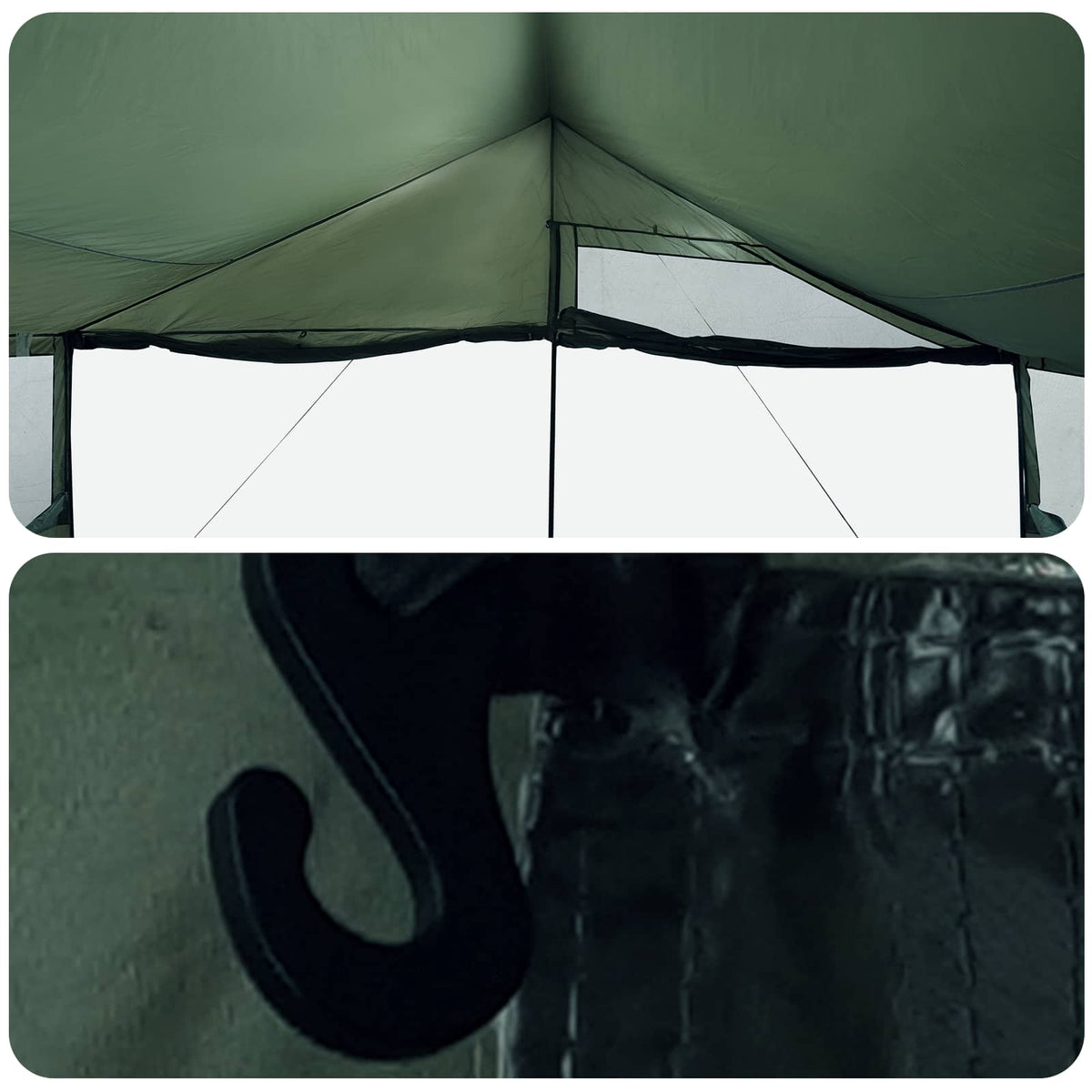 Familietelt Army grøn 600 x 400 x 268 cm Polyester og Stål