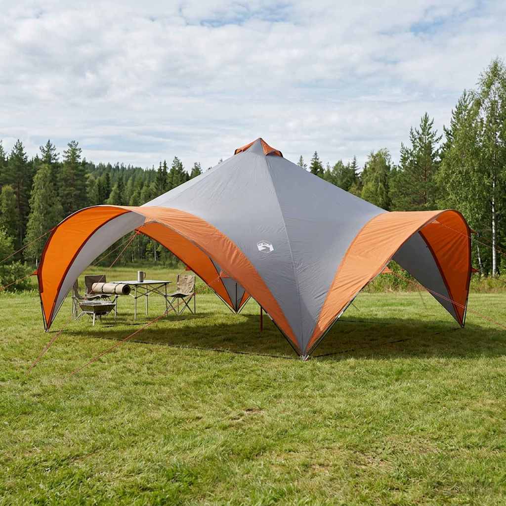 Party Tent Grå og orange 600 x 600 x 400 cm Polyester og Stål