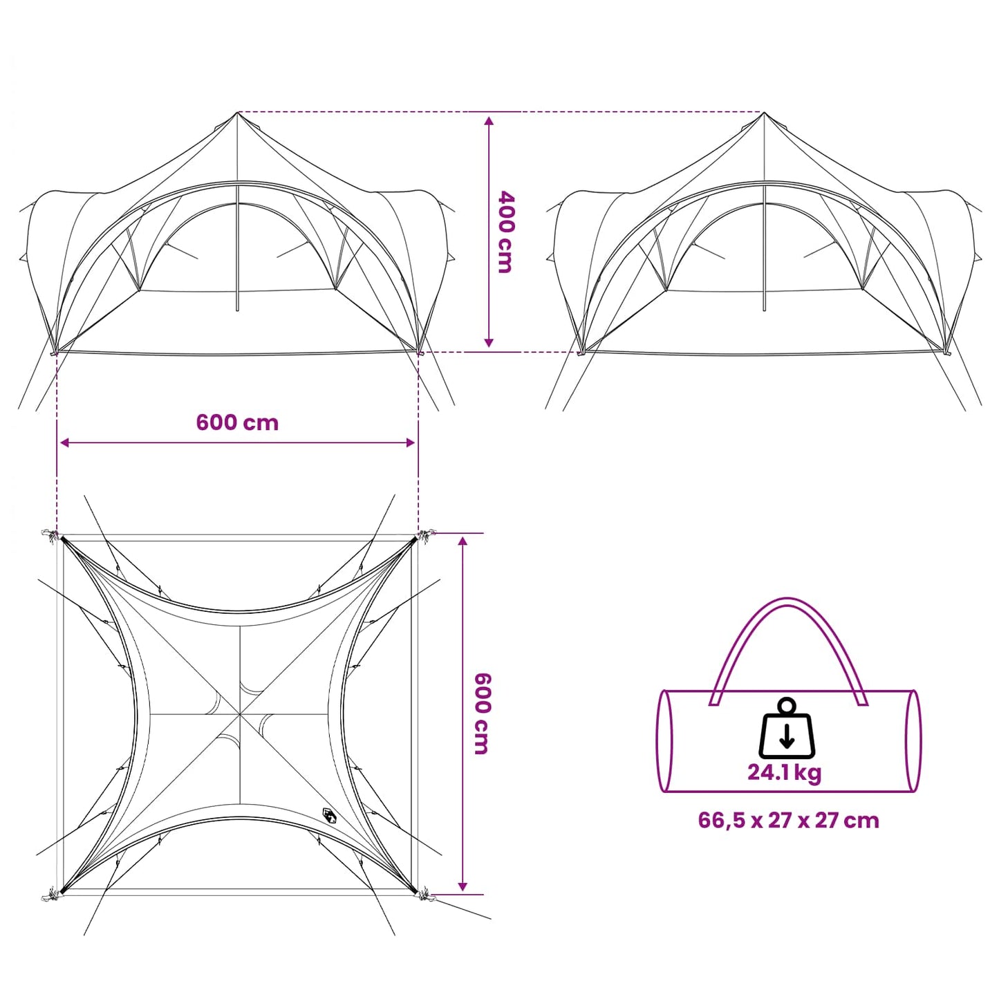 Party Tent Grå og orange 600 x 600 x 400 cm Polyester og Stål