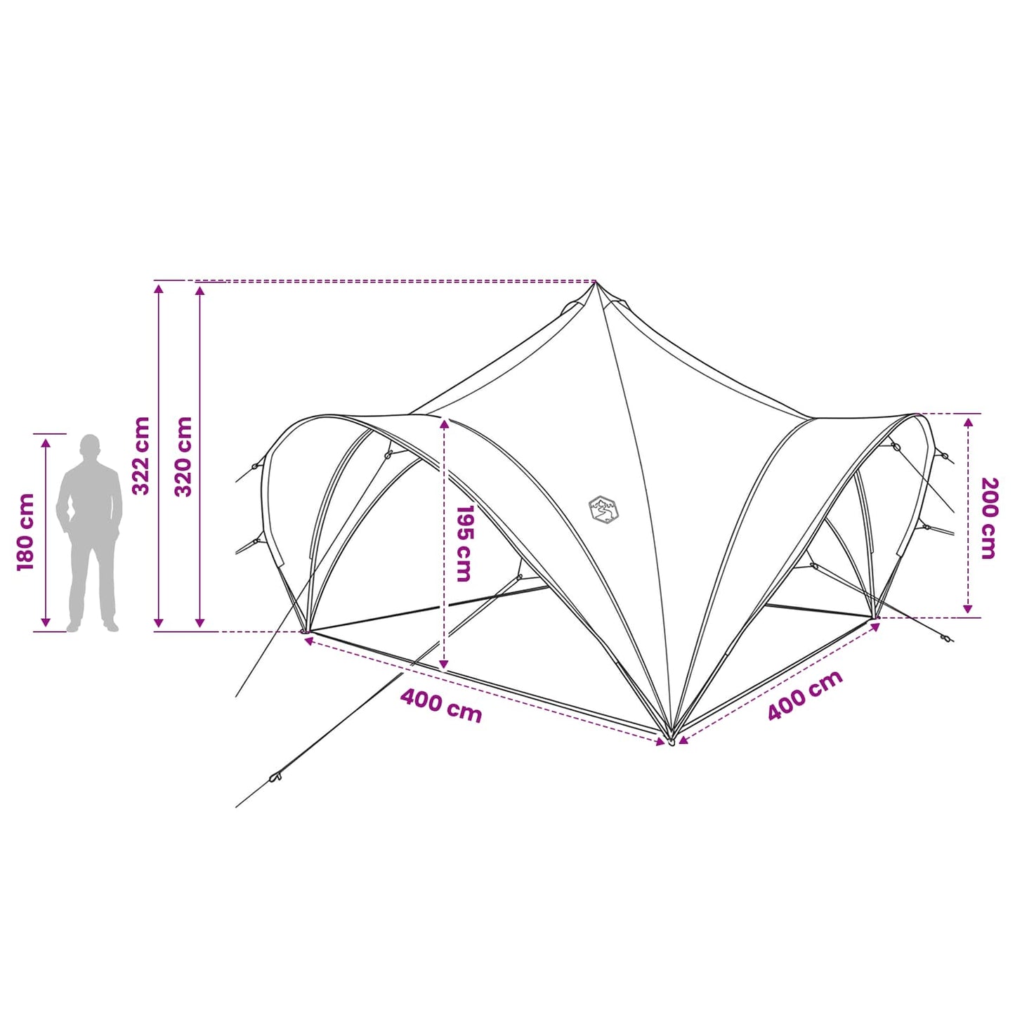 Party Tent 400 x 400 x 320 cm Army grøn Polyester og Stål