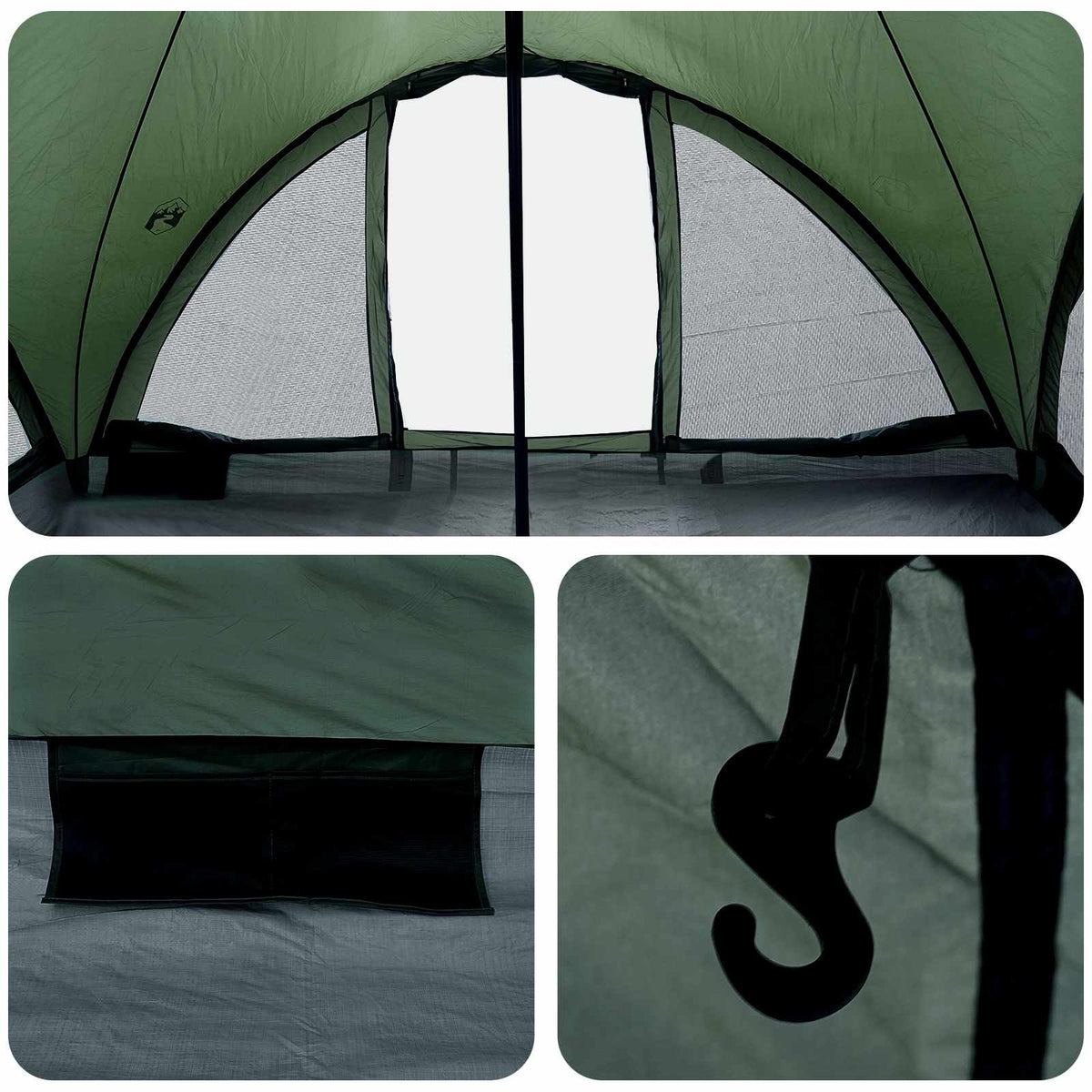 Tipi telt med tag Army grøn 6-personers Polyester og Stål