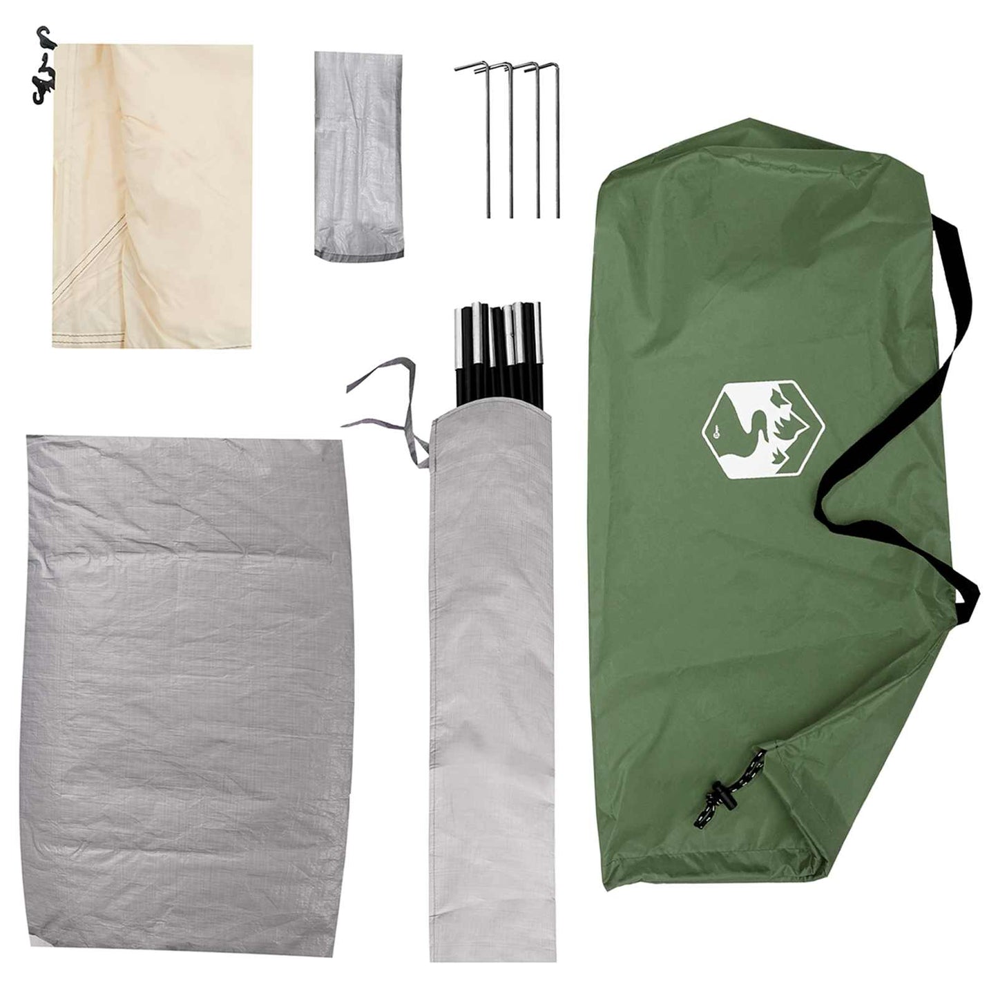 Camping telt 2-personers Grøn 185T Polyester med PU belægning