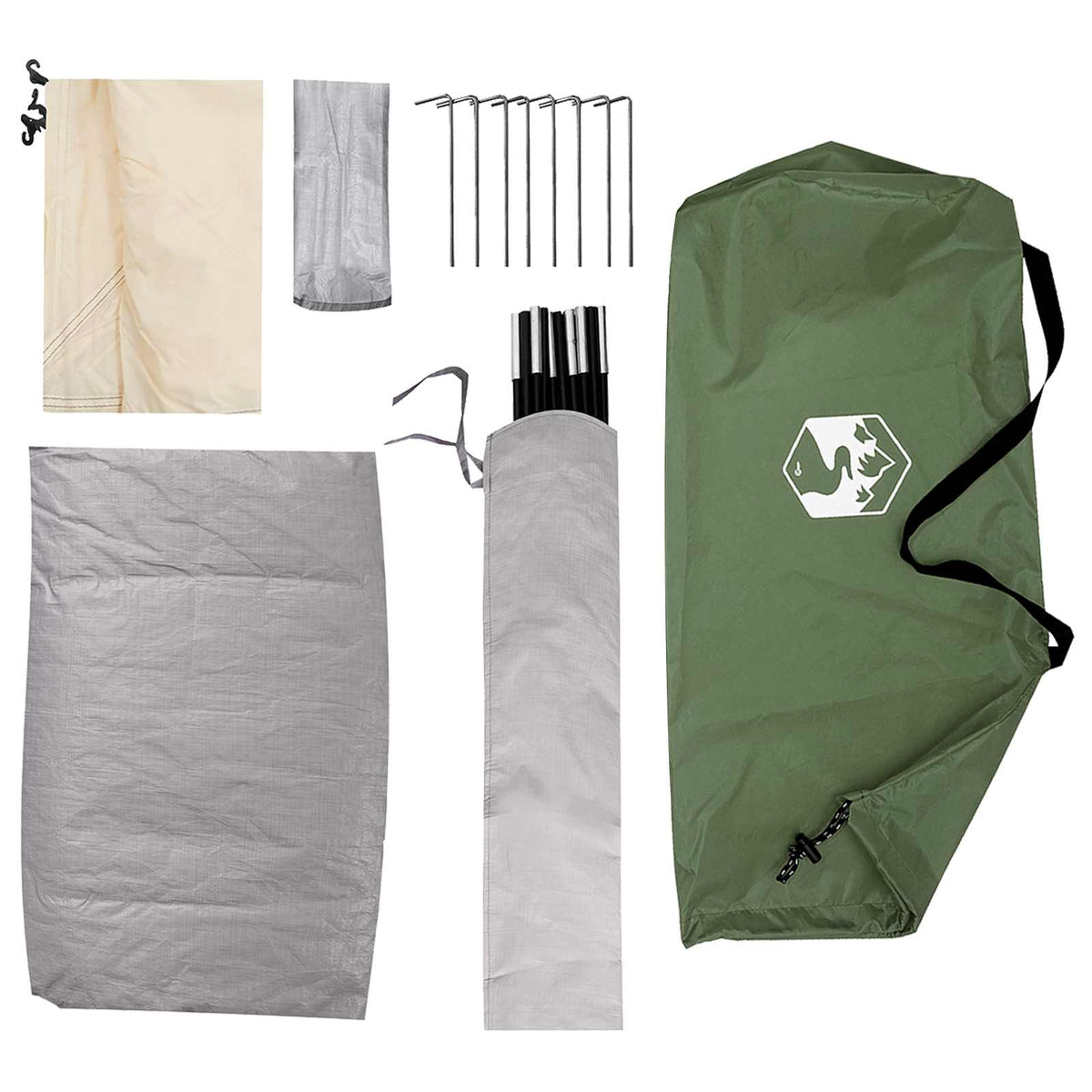 Camping telt 4-personers Grøn 185T Polyester med PU belægning
