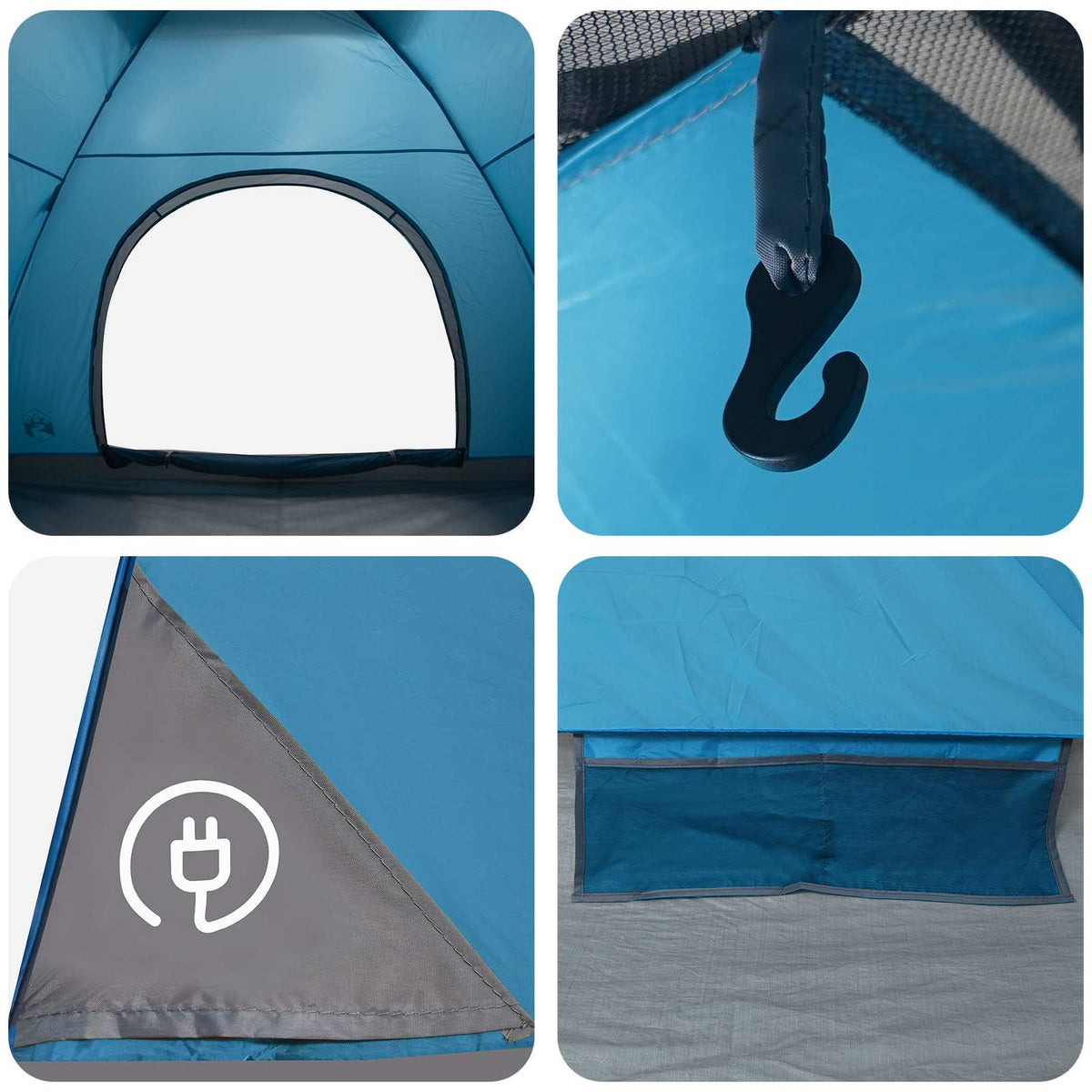 Camping telt 4-personers Blå 185T Polyester med PU belægning