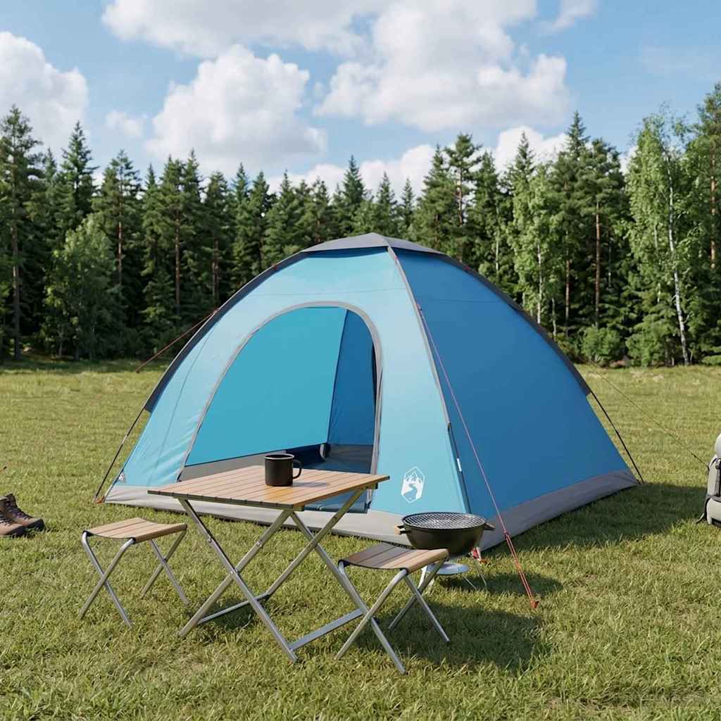 Camping telt 4-personers Blå 185T Polyester med PU belægning