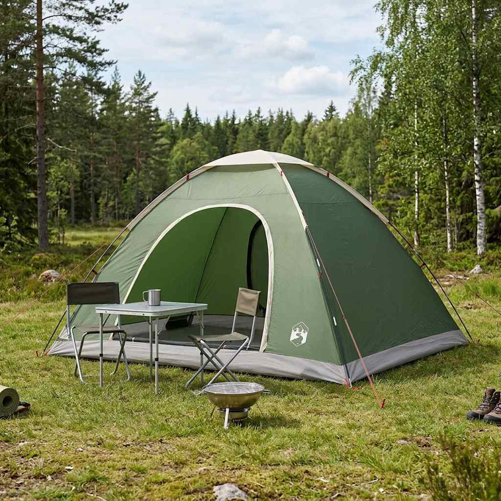 Camping telt 6-personers Grøn 185T Polyester med PU belægning