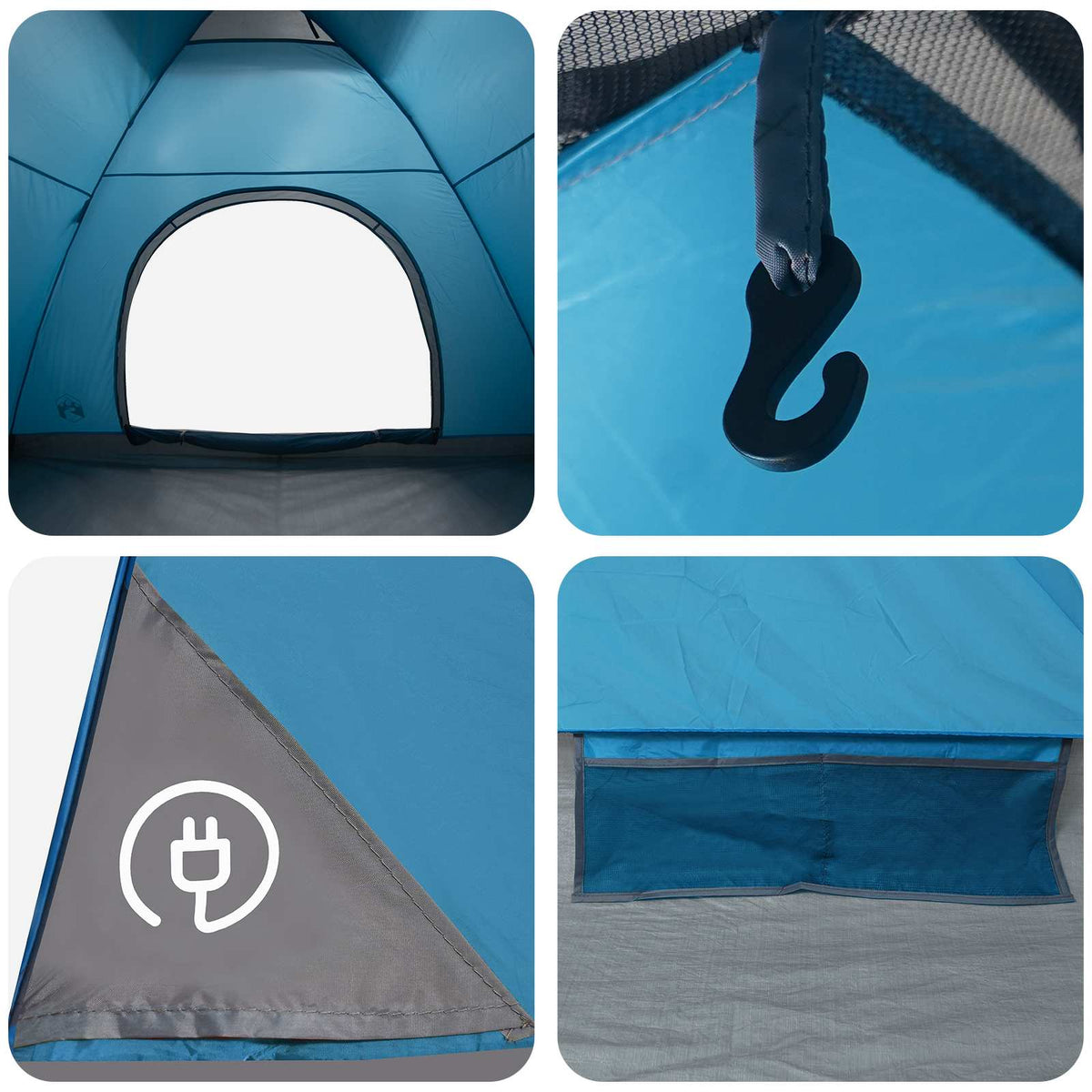 Camping telt 6-personers Blå 185T Polyester med PU belægning