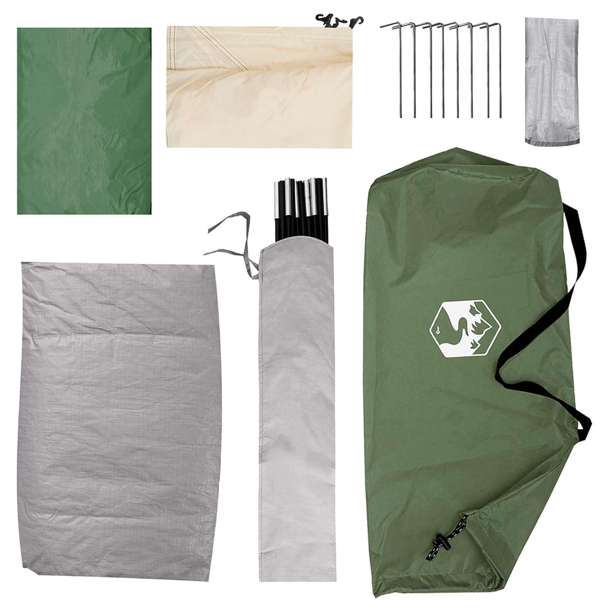 Camping telt 2-personers Grøn Polyester og Stål