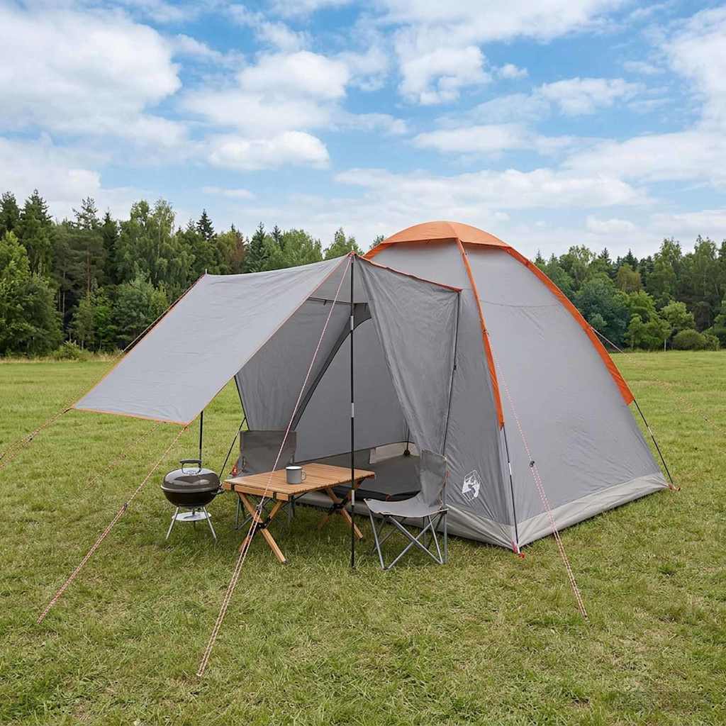 Camping telt 2-personers Grå og orange Polyester og Stål