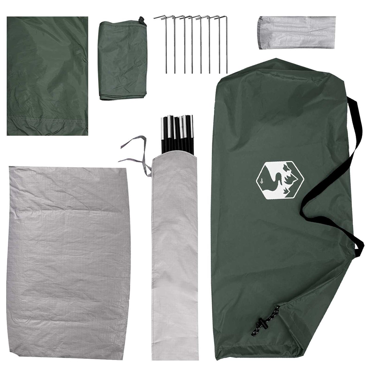 Camping telt 2-personers Army Grøn Polyester og Stål