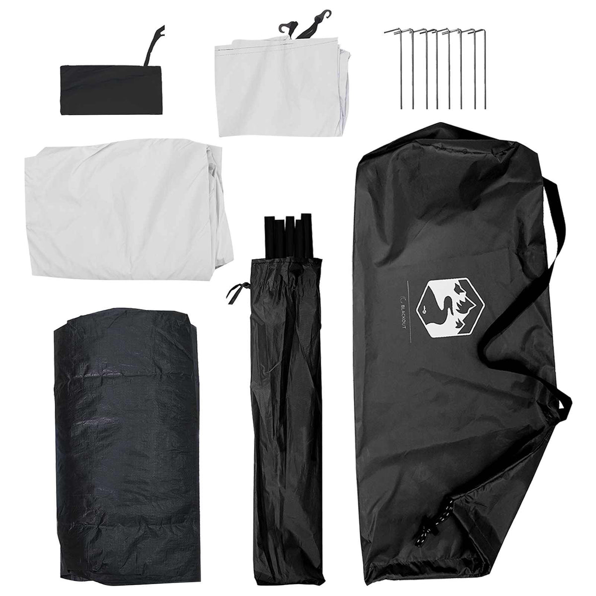 Camping telt 2-personers Hvid Blackout Polyester og Stål
