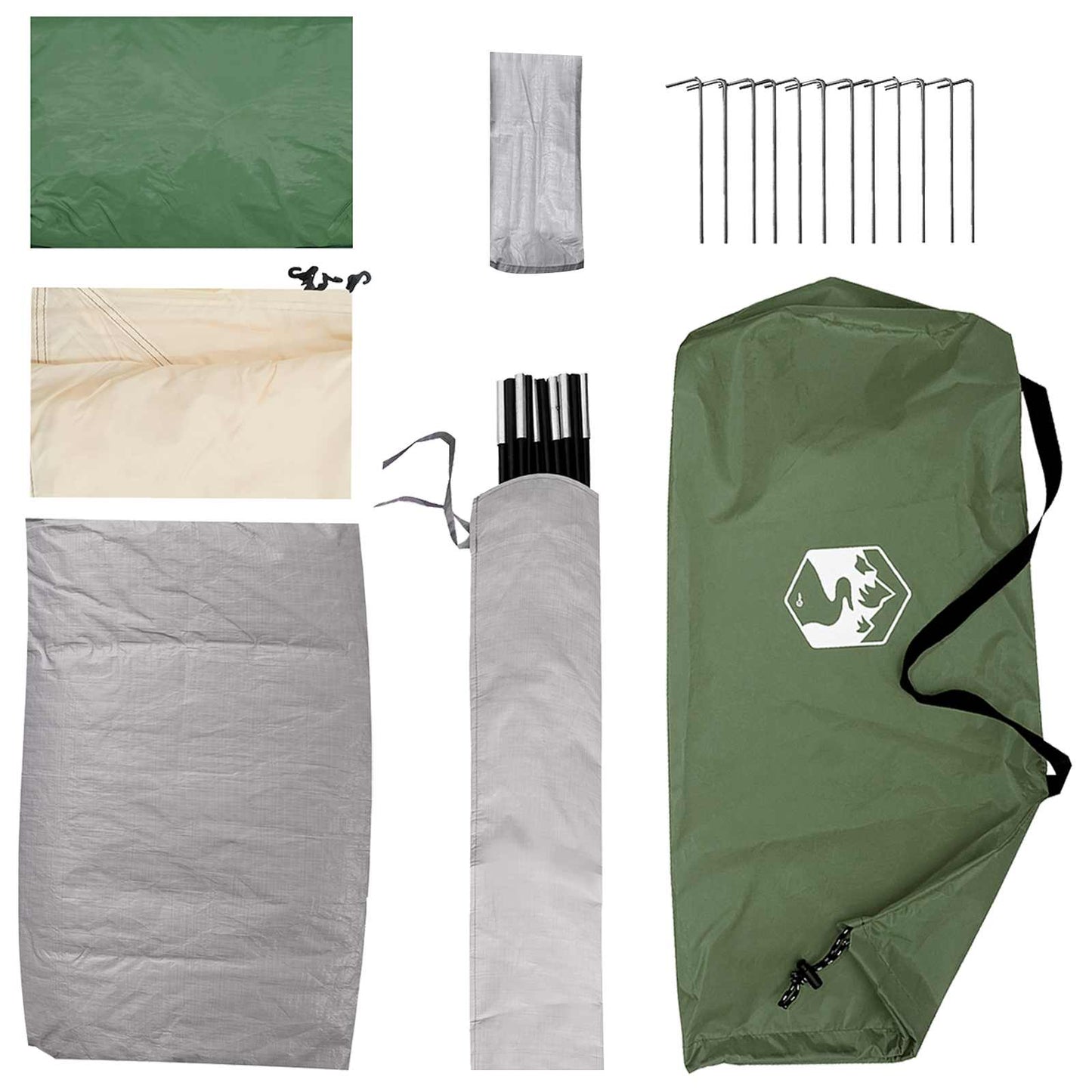 Camping telt 4-personers Grøn Polyester og Stål