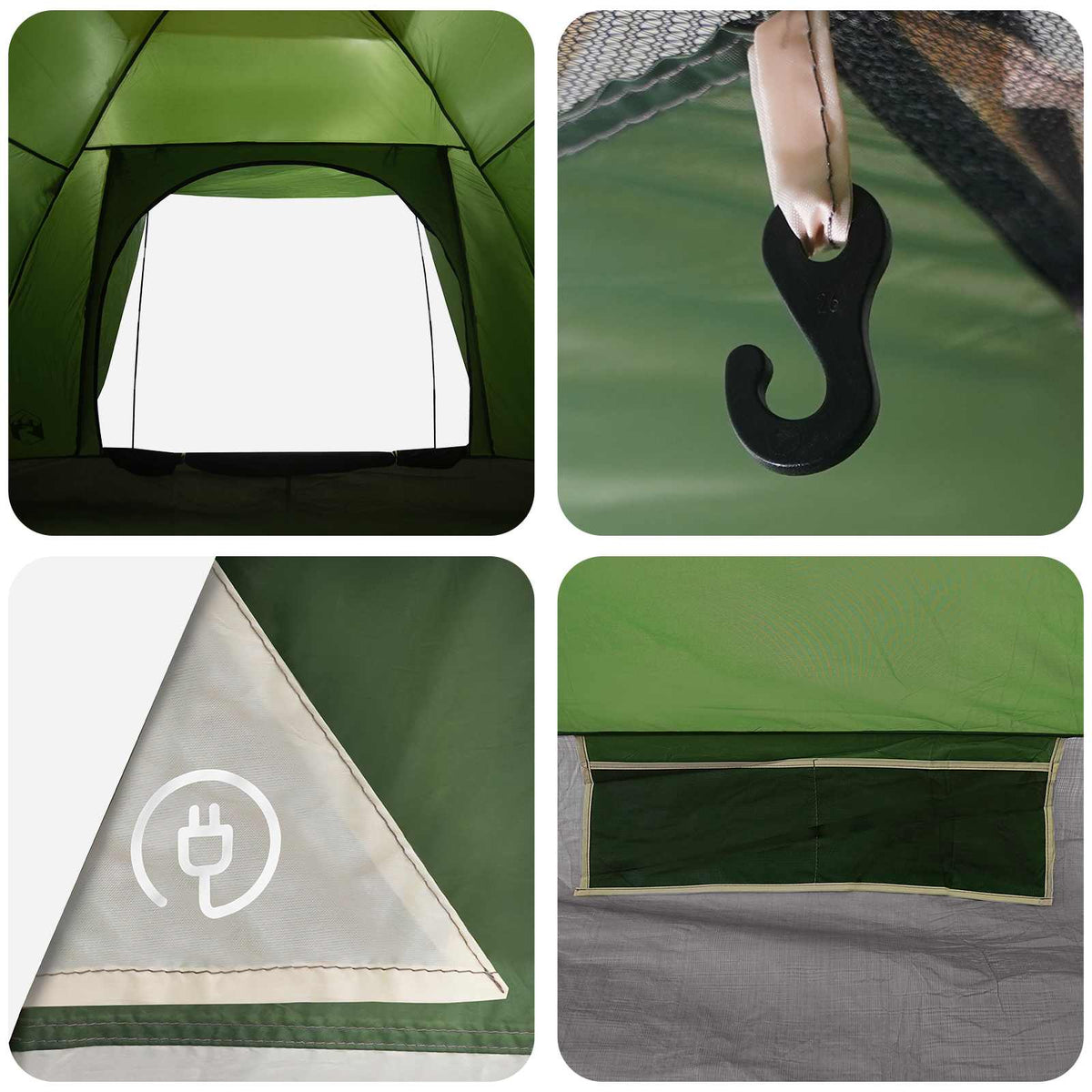 Camping telt 4-personers Grøn Polyester og Stål