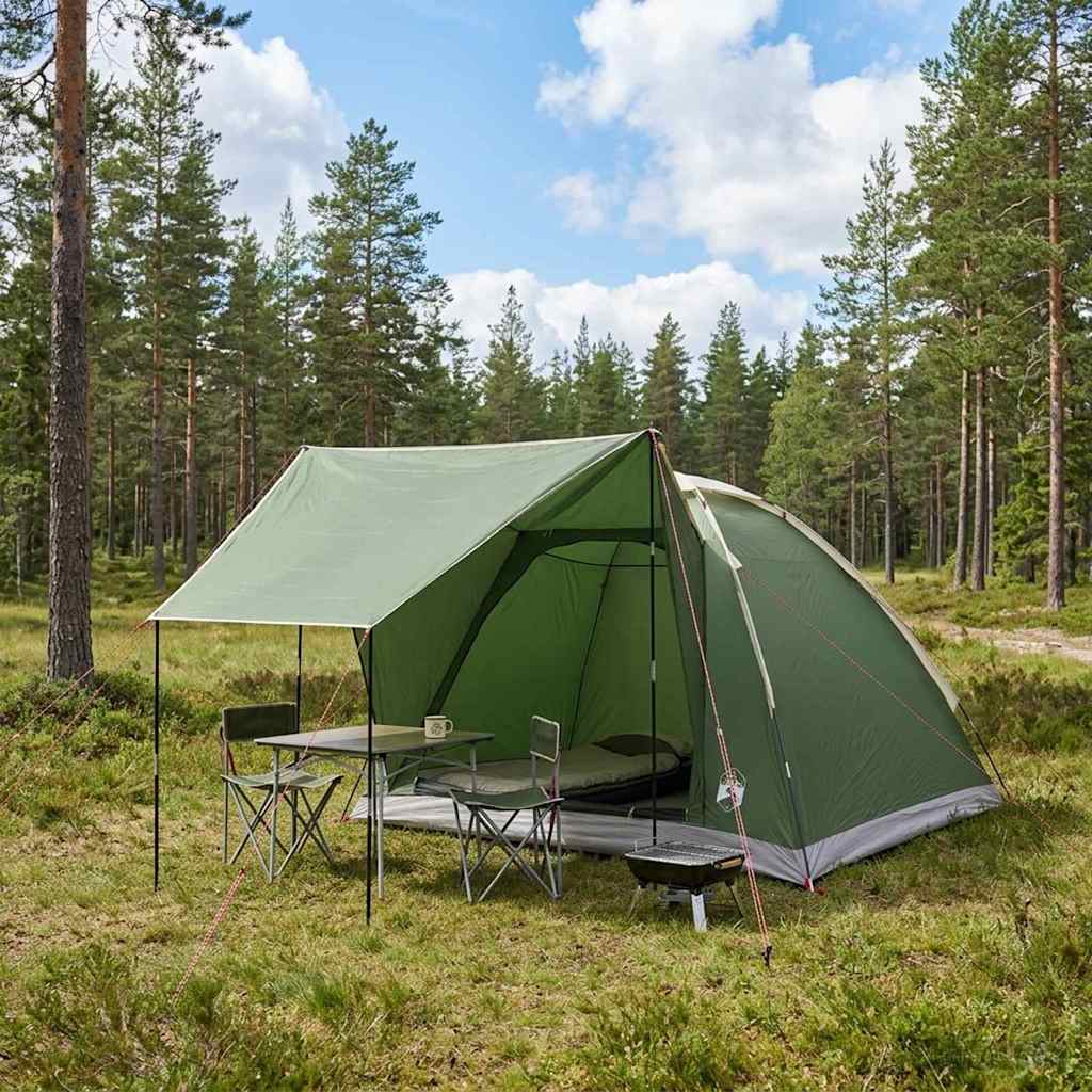 Camping telt 4-personers Grøn Polyester og Stål