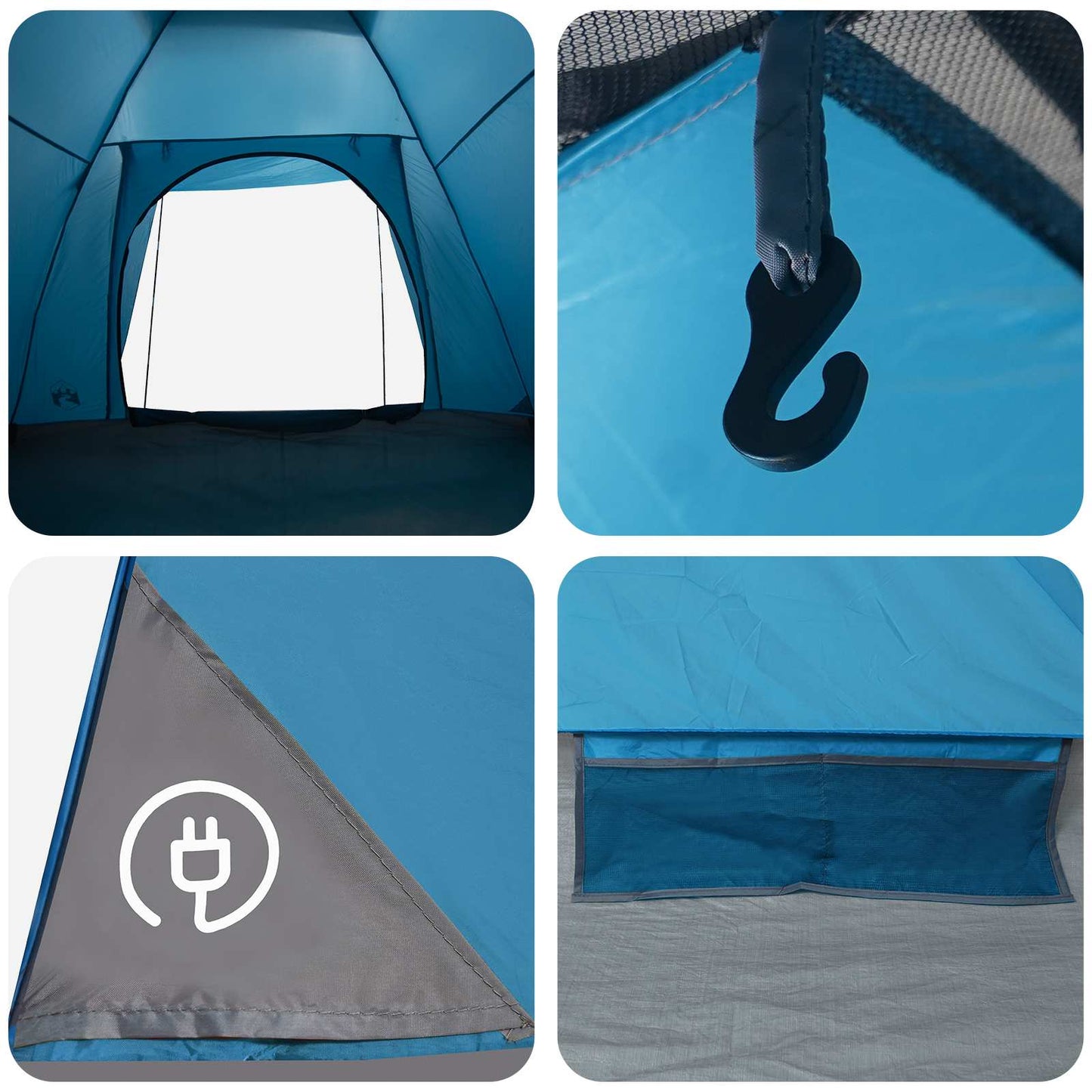 Camping telt 4-personers Blå Polyester og Stål