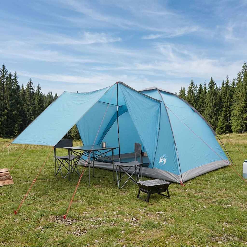Camping telt 4-personers Blå Polyester og Stål