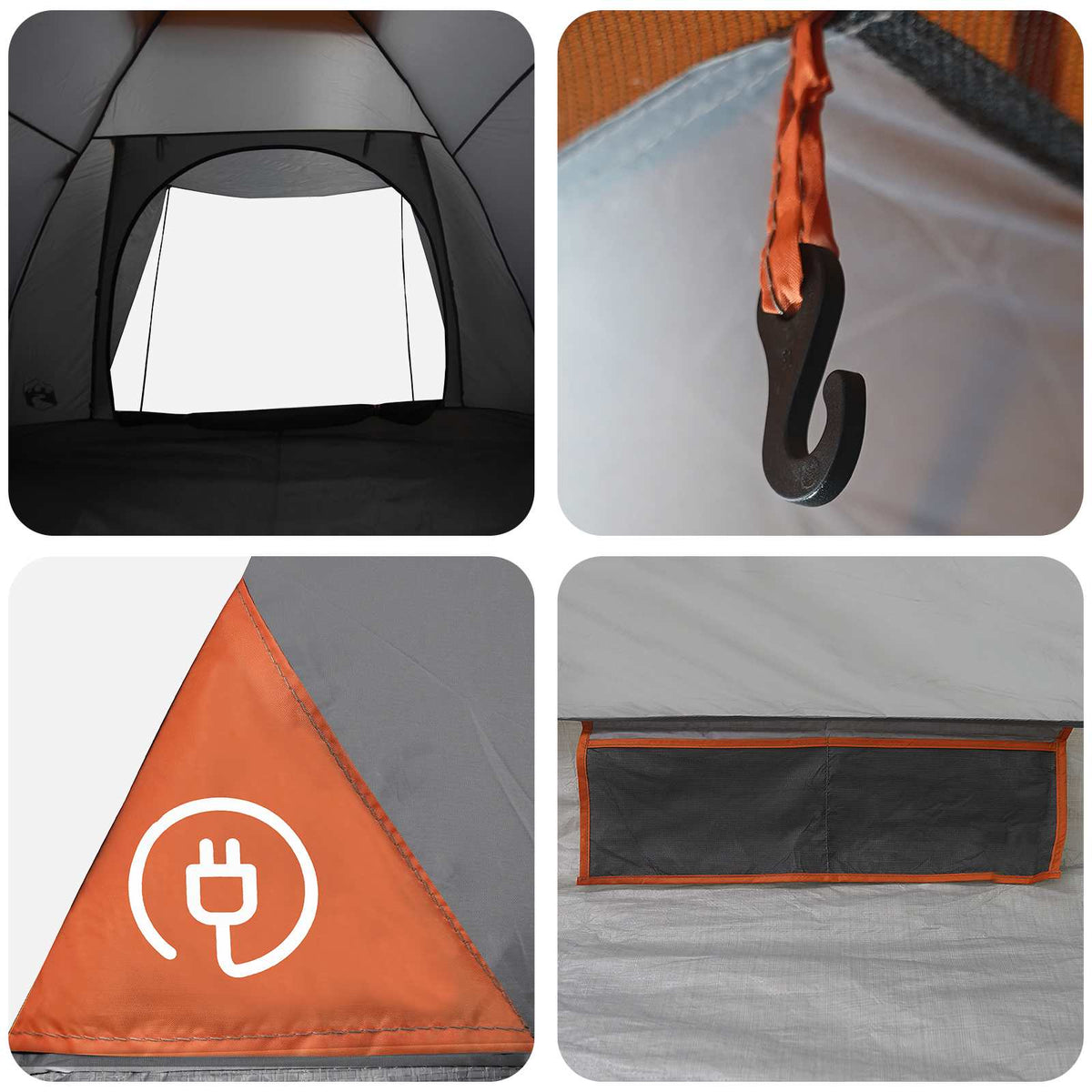 Camping telt 4-personers Grå og orange Polyester og Stål
