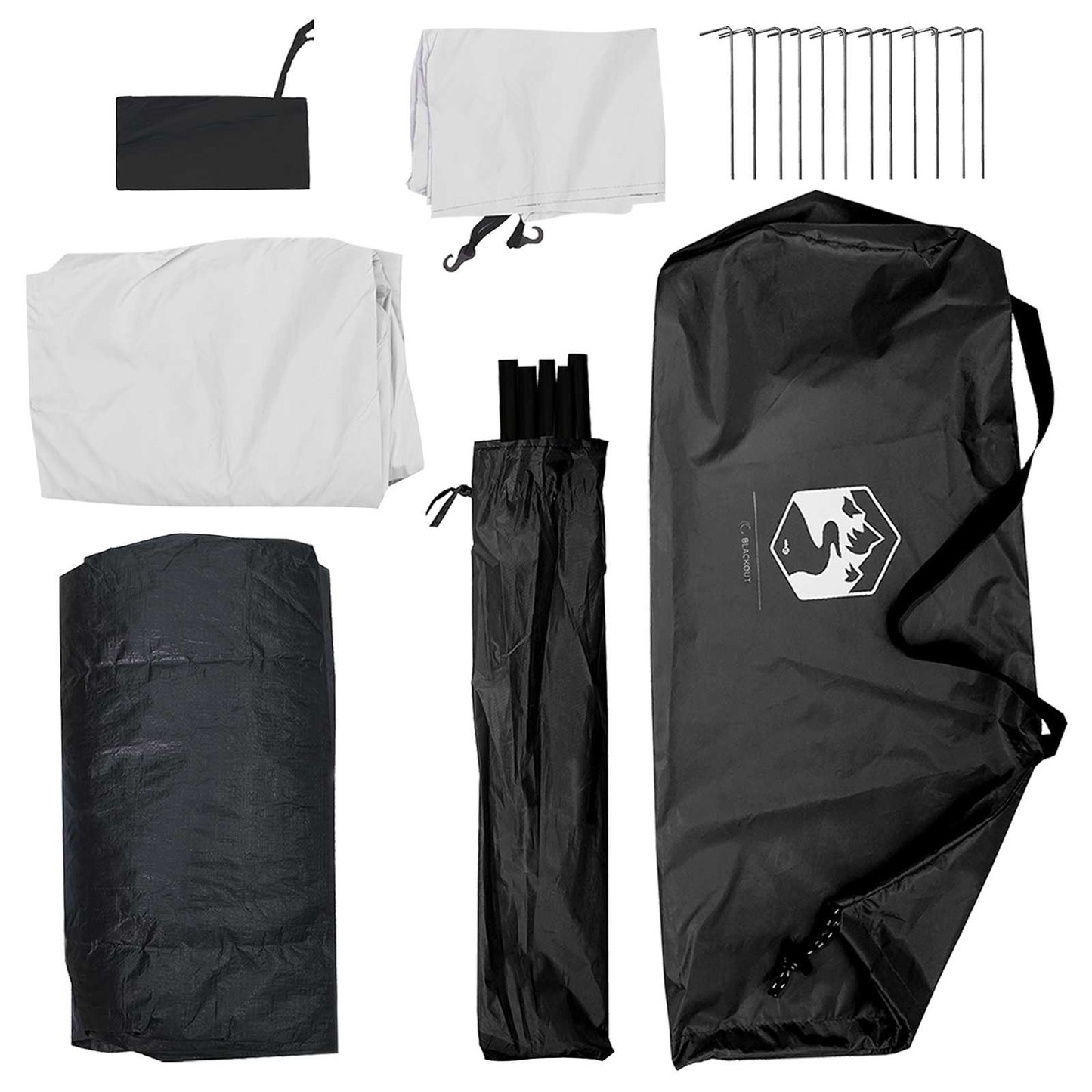 Camping telt 4-personers Hvid Blackout Polyester og Stål