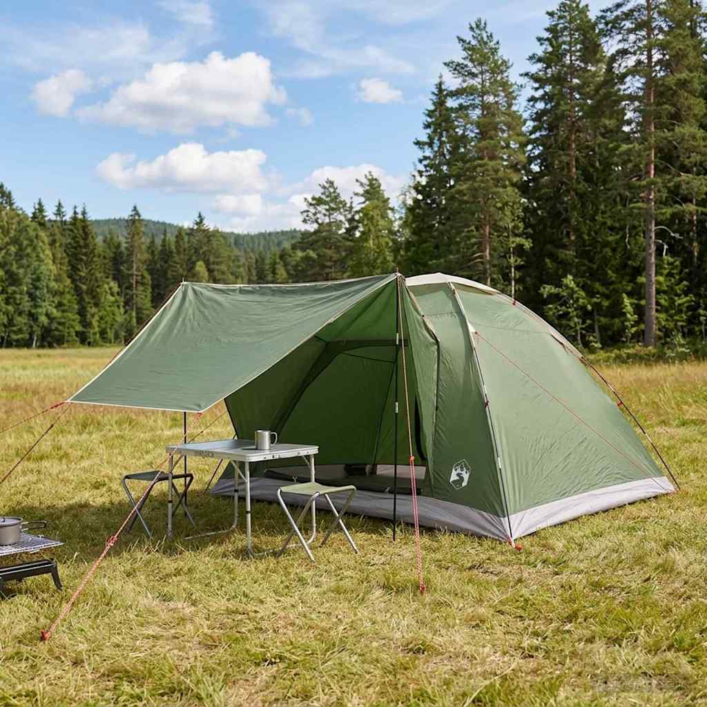 Camping telt 6-personers Grøn Polyester og Stål