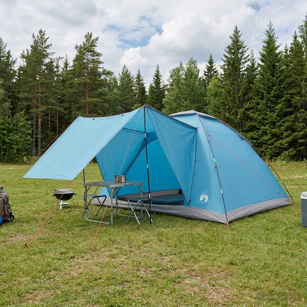 Camping telt 6-personers Blå Polyester og Stål