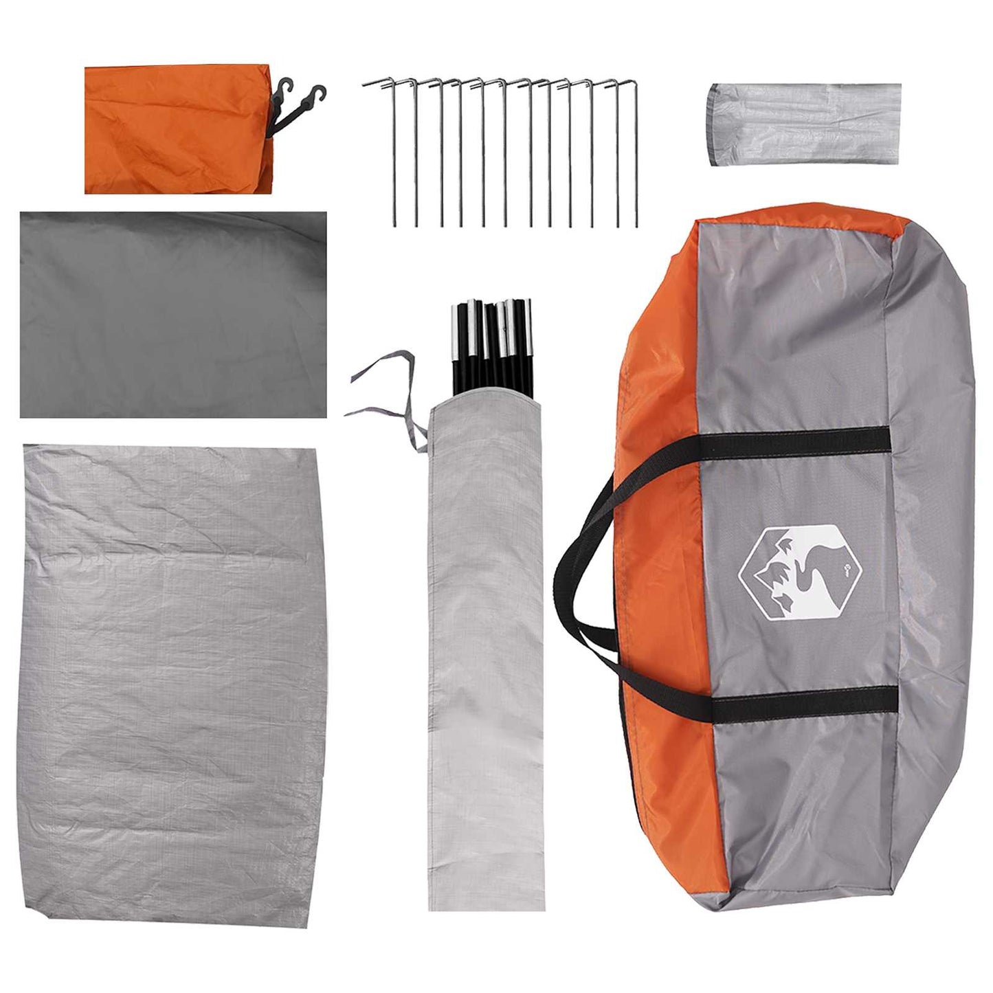 Camping telt 6-personers Grå og orange Polyester og Stål